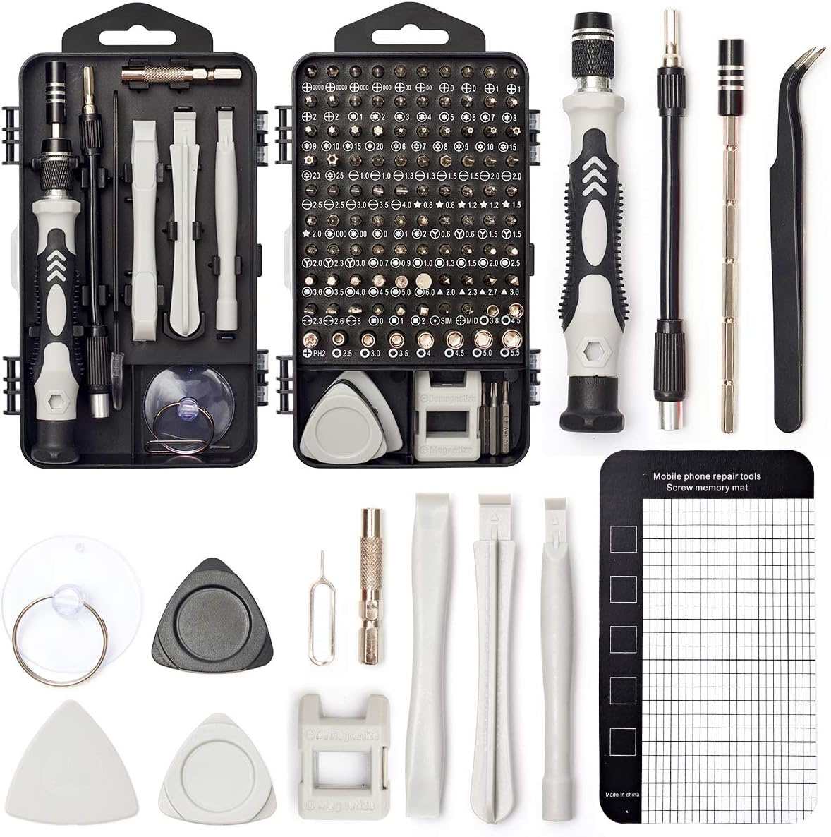 Precision Screwdriver Set, SHARDEN 122 in 1 Electronics Magnetic Repair Tool Kit with Case for Repair Computer, iPhone, PC, Cellphone, Laptop, Nintendo, PS4, Game Console, Watch, Glasses etc (Grey)