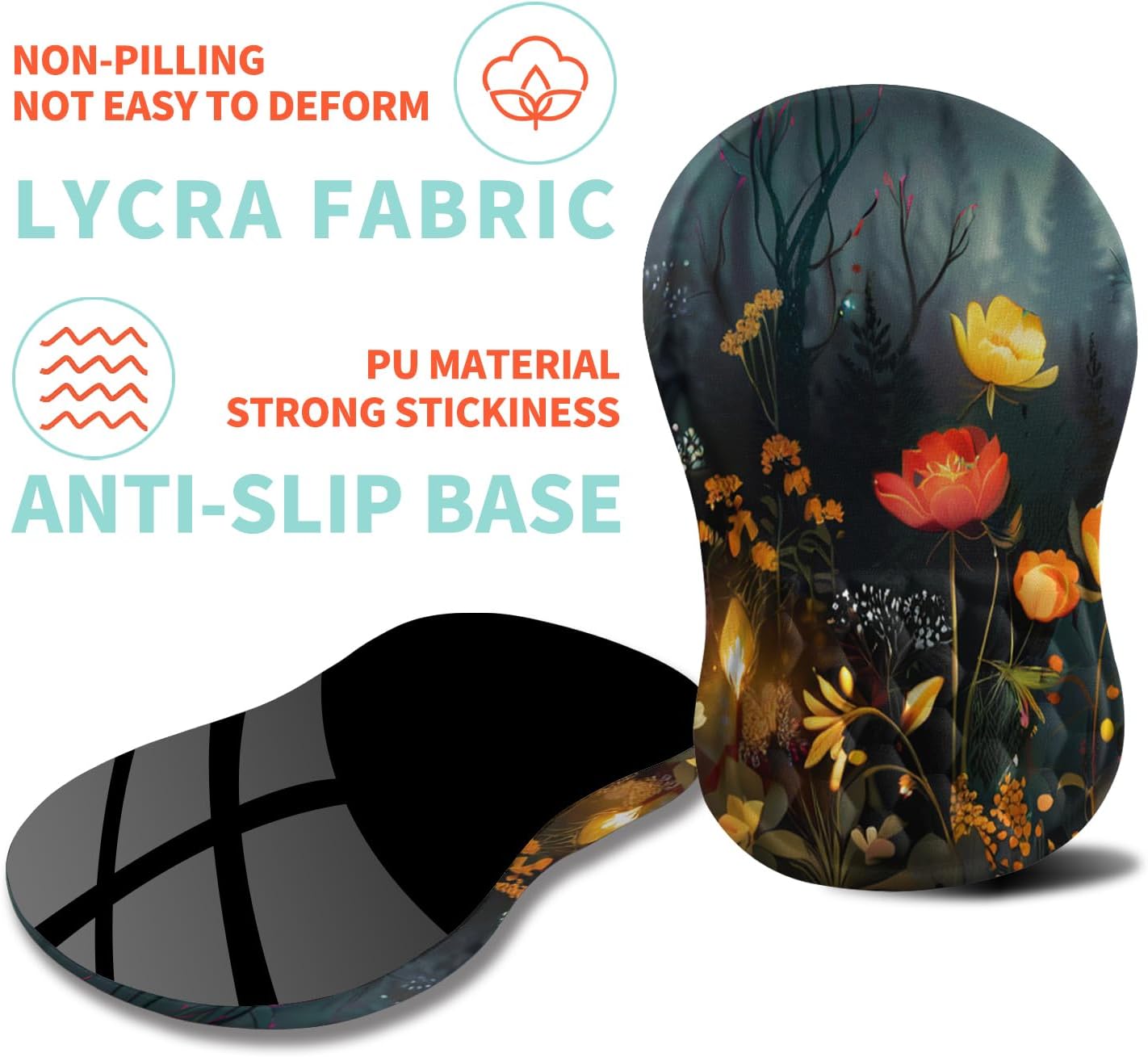 Ergonomic Mouse Pad Wrist Support with Memory Foam Massage Bulge, Carpal Tunnel Pain Relief Mousepad Wrist Rest for Mouse(12x8 inch, Midnight Forest)