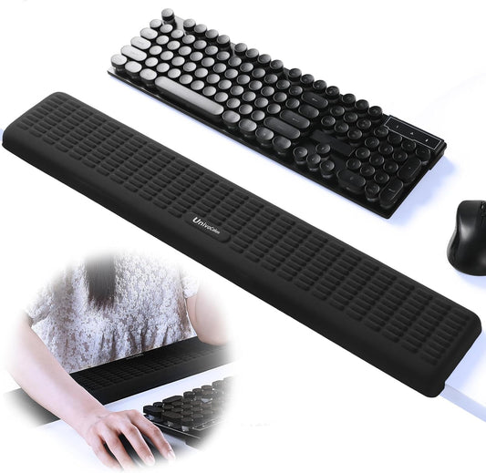 UnivoColors PostureUp L-Shaped Desk Long Wrist Rest Elbow, Non-Slip, Memory Foam, Desk Edge Support, Ergonomic Design for Long-Hour Work (23.6 * 3.9 inch One-Piece Design,Black)
