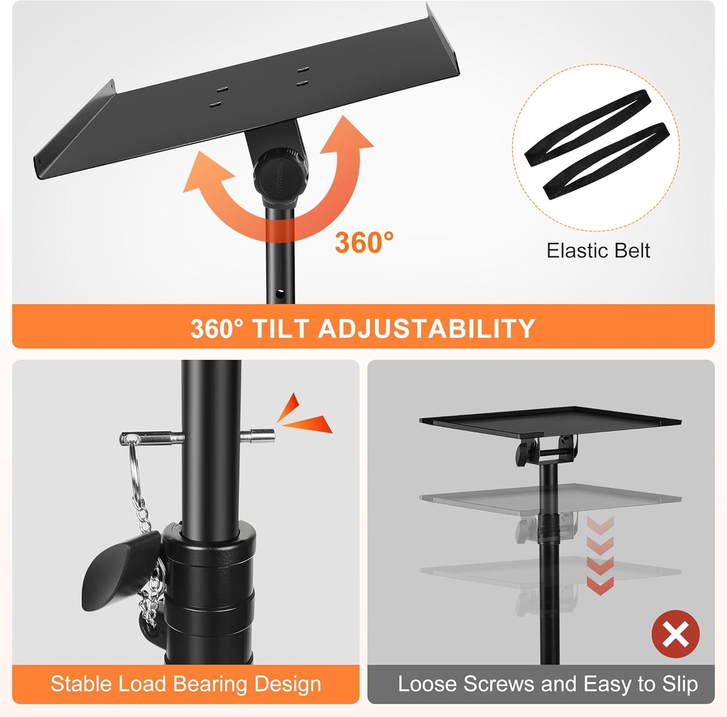 Projector Stand,Projector Laptop Stand Tripod Laptop Tripod Stand Height 24.4" To 46" Laptop Floor Stand For Dj Equipment, Outdoor Movies, Office, Home, Stage Or Studio (Black)