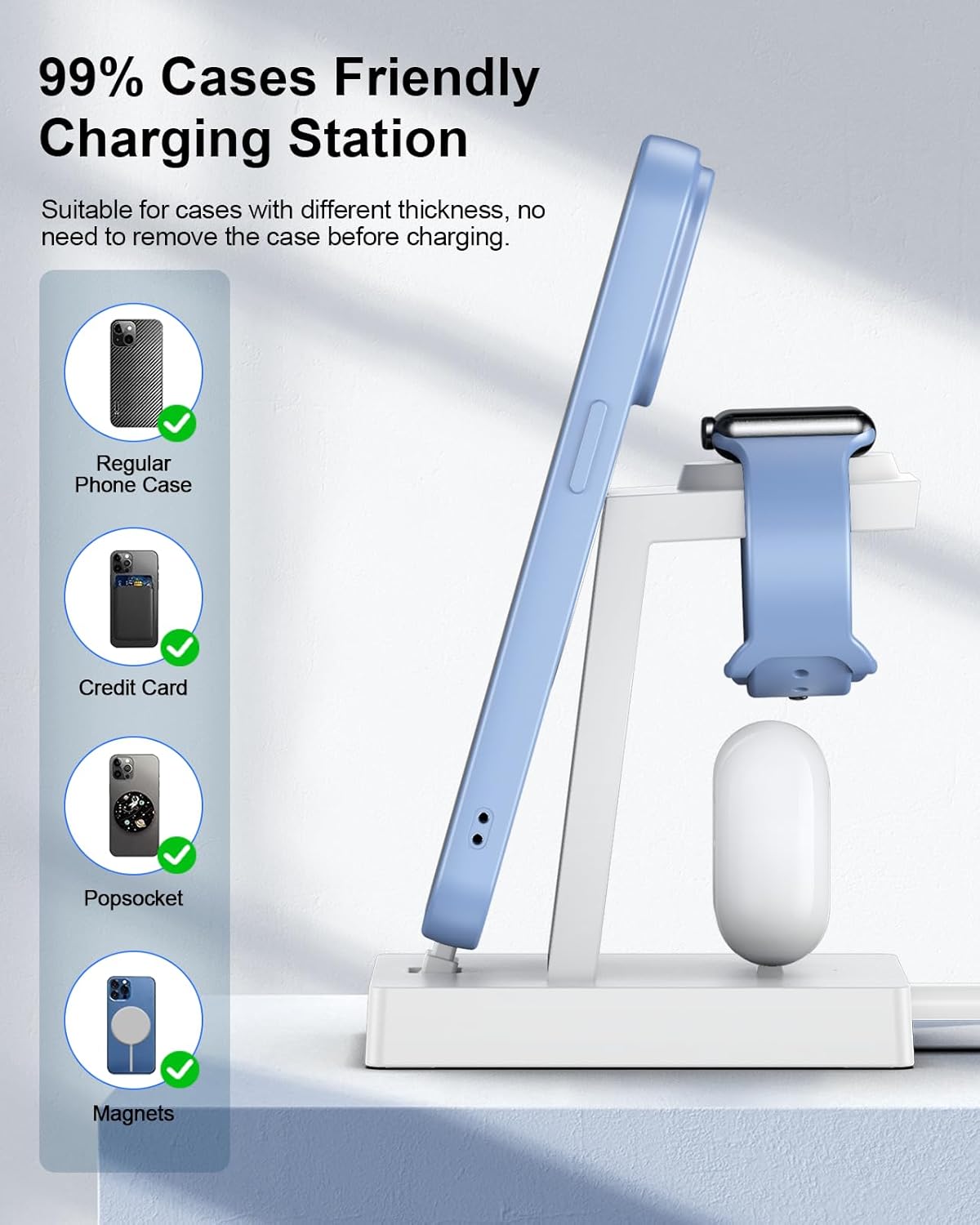 30W Fast Charging Station for Apple Devices - ADADPU 3 in 1 USB C Charger Stand for iPhone 16 15 Pro Max Plus & AirPods 4, Wireless Charger Dock Compatible with Apple Watch Ultra/10/9/8/7/6/5/4/3/2/SE