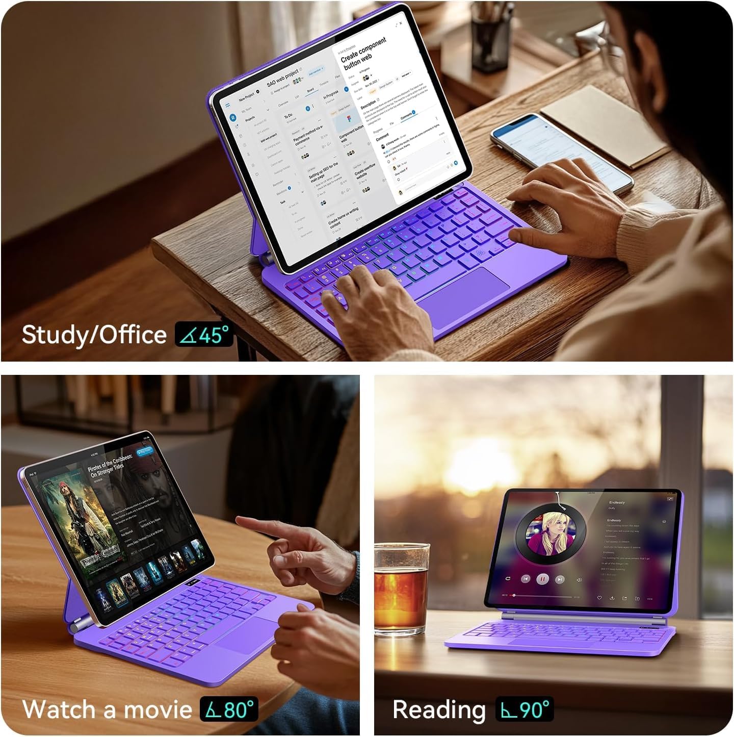 Keyboard Case for iPad Air 13 inch (M2, 2024),iPad Pro 12.9 inch (3/4/5/6th Gen) Magic Magnetic - Easy-Set Floating Cantilever Stand, Multi-Touch Trackpad Backlit Keyboard Case for iPad Air 13