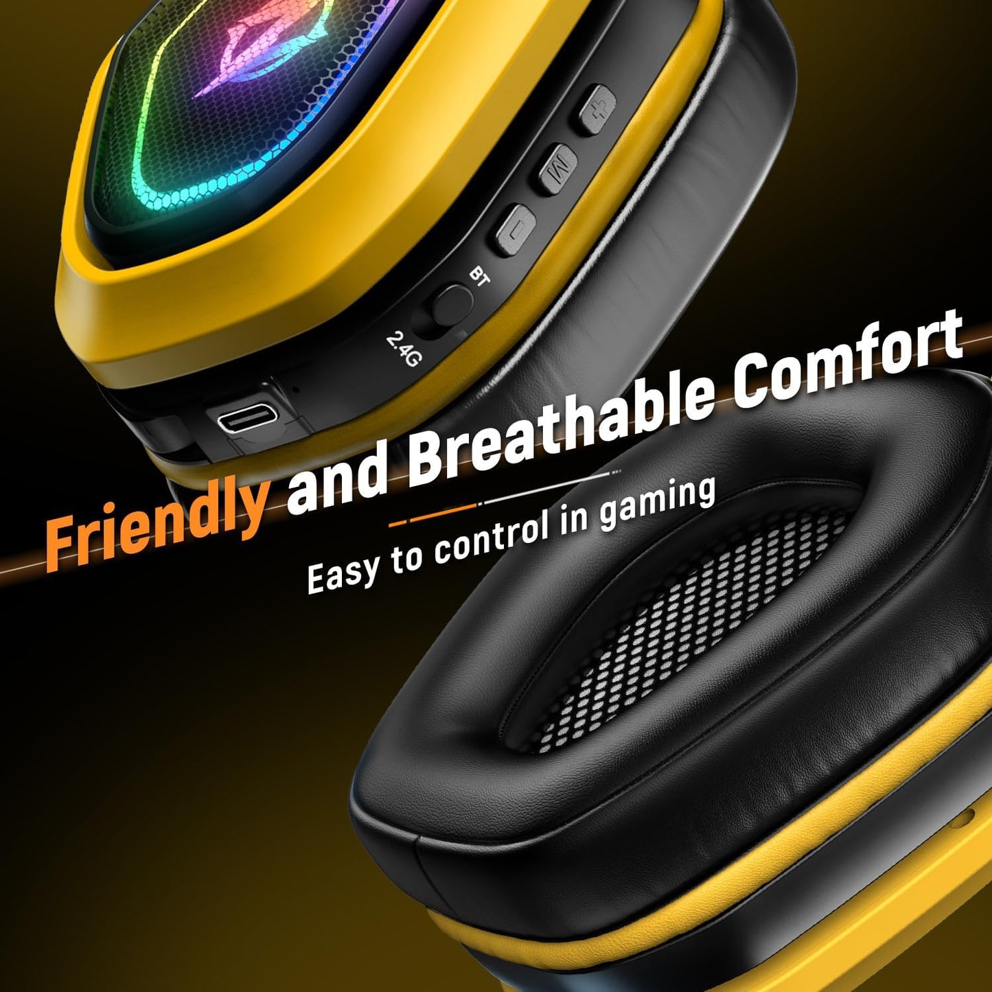 Wireless Gaming Headsets for PC, Ps5, Ps4 - Lossless Audio USB-A & USB-C Gaming Headphones with Flip Mic, 30-Hr Battery Bluetooth Headset for Switch, Laptop, Mobile, Mac