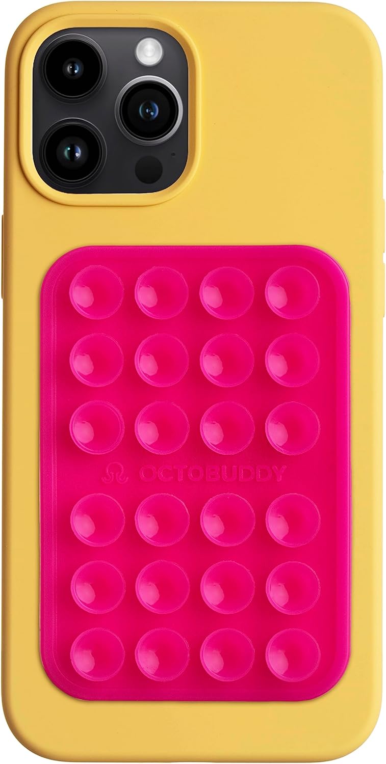 Classic MAX - Silicone Suction Phone Case Adhesive Mount - Hands-Free, Strong Grip Holder for Selfies and Videos - iPhone and Android Compatible - 2.6″ x 3.9″, Hot Pink