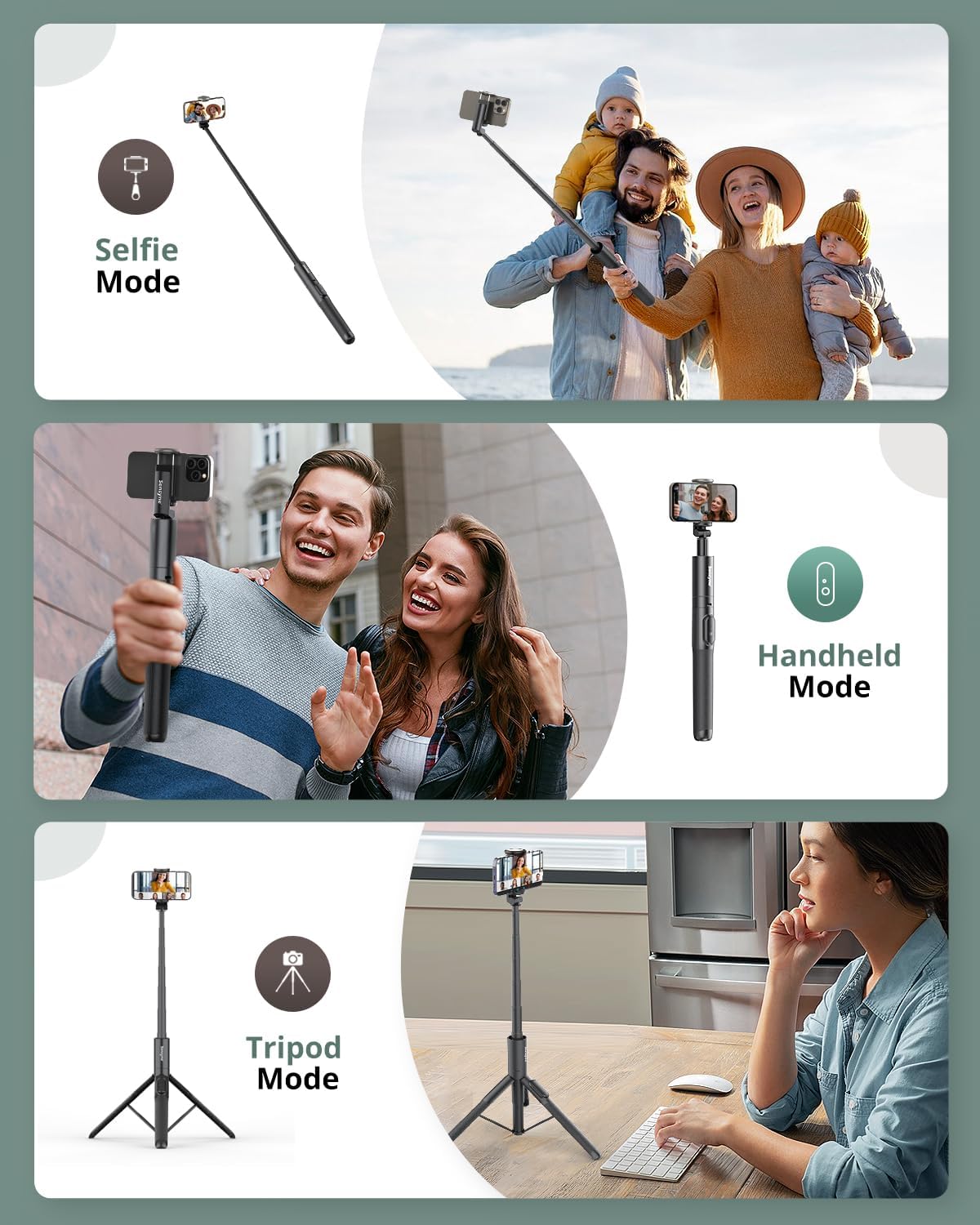 Sensyne 68" Phone Tripod & Selfie Stick, Lightweight All in One Phone Tripod Integrated with Wireless Remote Compatible with All Cell Phones for Selfie/Video Recording/Photo/Live Stream/Vlog（Black）