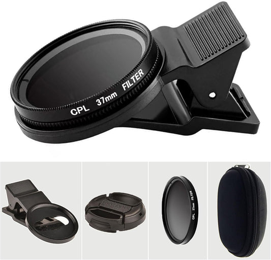 37mm CPL Phone Camera Lens, Universal Phone Camera Polarizer Filter Clip-On Mobile Polarizer Lens, Polarized Lens Compatible with Most Mobilephone Models