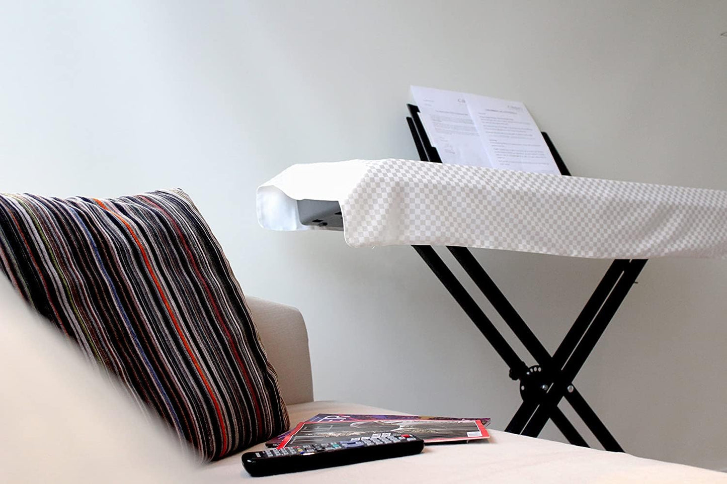 Clairevoire Piano Keyboard Dust Cover for 61 Keys to 88 Keys, Electric Pianos Cover, Digital Pianos Cloth Protection,Lightweight and Adjustable Closure,Pearl White, L - Keyboard Piano up to 61" x 21"