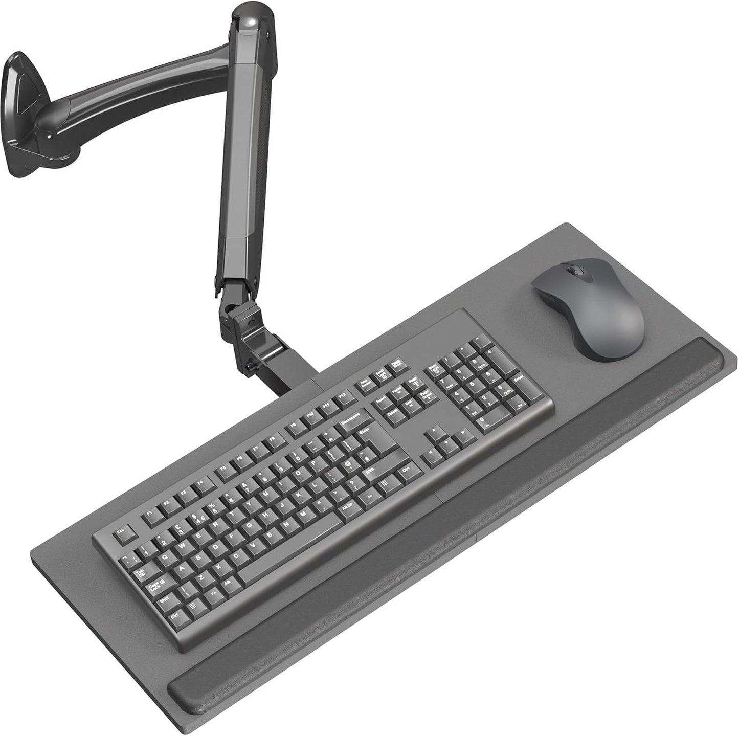 VIVO Sit-Stand 24 Inch Pneumatic Spring Keyboard and Mouse Tray Wall Mount, Counterbalance Height Adjustable Typing Platform, Ergonomic Tilt, Black, MOUNT-KB35B