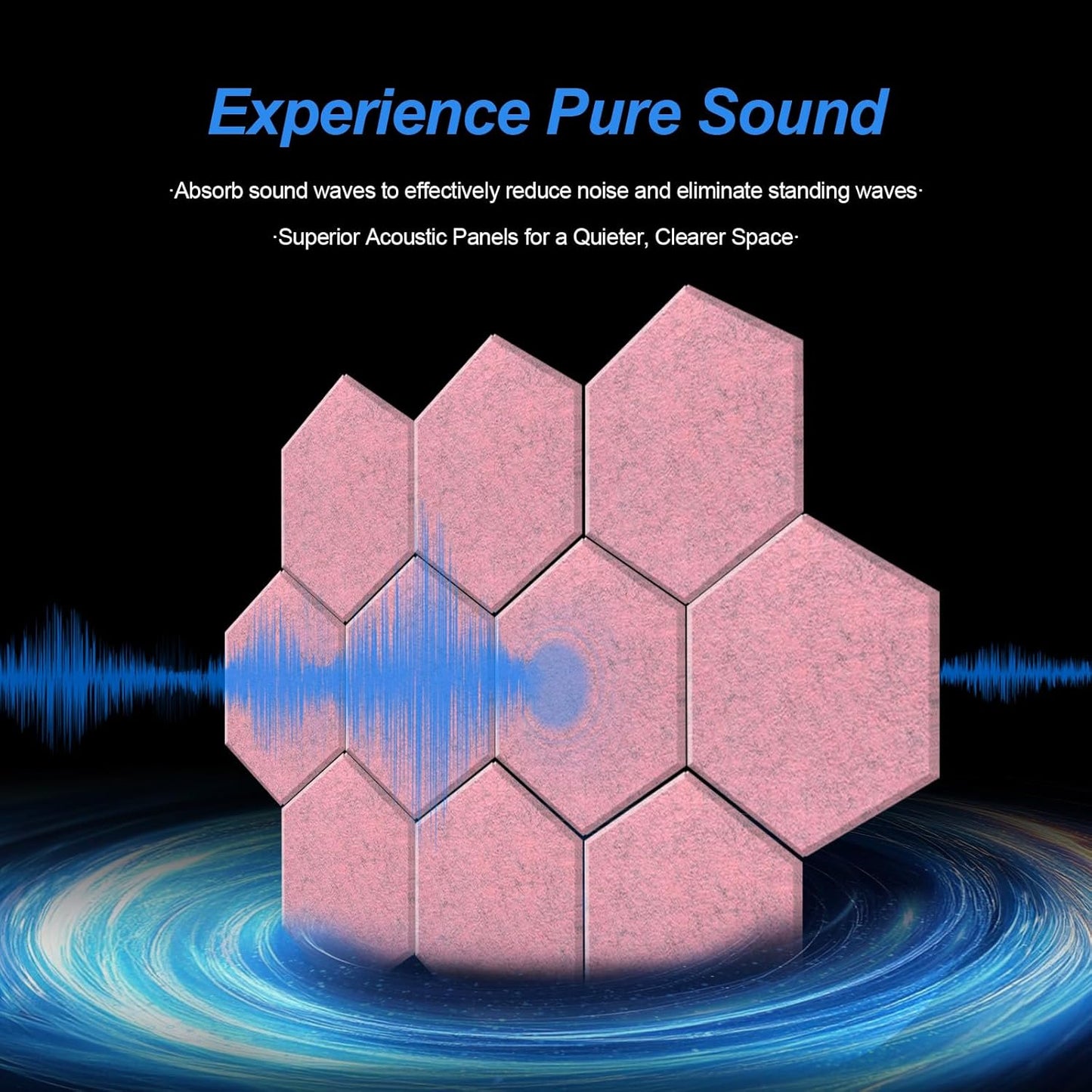 Mollywell Hexagon Acoustic Panels, High Density, Soundproofing, Decorative Noise Reduction Felt Wall Tiles for Ceilings, Home Office & Gaming Room (Smoky Pink), 14x12x0.4 Inch