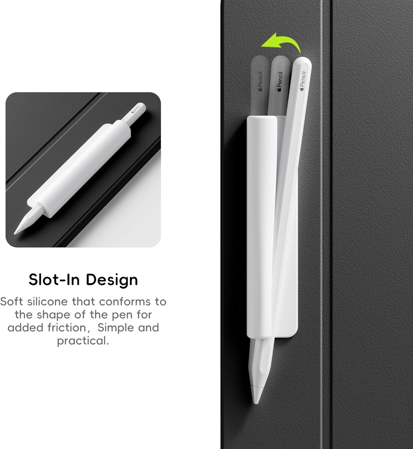 ELETIUO Silicone Pencil Holder Sleeve,Compatible with Apple Pencil (USB-C),Apple Pencil 1st/ 2nd Generation,Strong Adhesive Sticky Attached to iPad Case for Stylus Pens,White