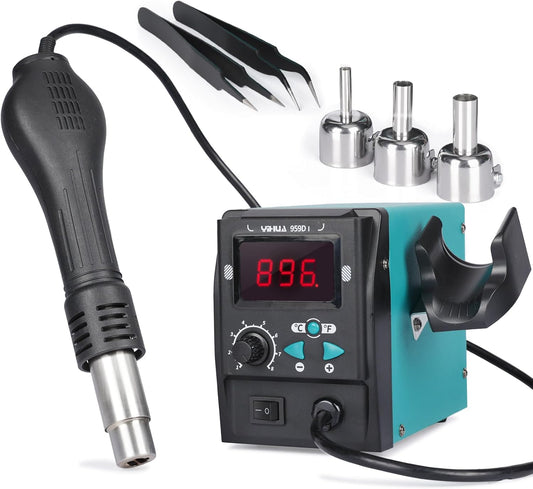YIHUA 959D I Digital Hot Air Rework Station for SMD Reflow Soldering with 3 Hot Air Nozzles