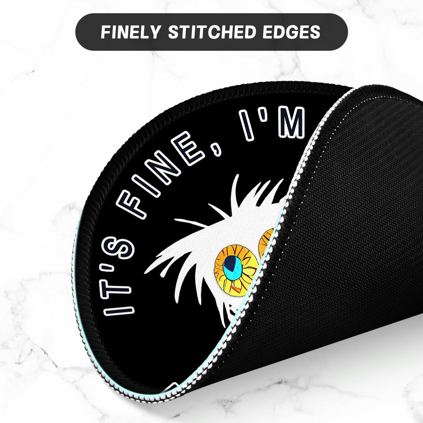 ITNRSIIET Round Mouse Pad with Stitched Edge Premium-Textured Waterproof Non-Slip Rubber Base Desktop Protection Mat Diameter 8.7 inches, Funny Cat