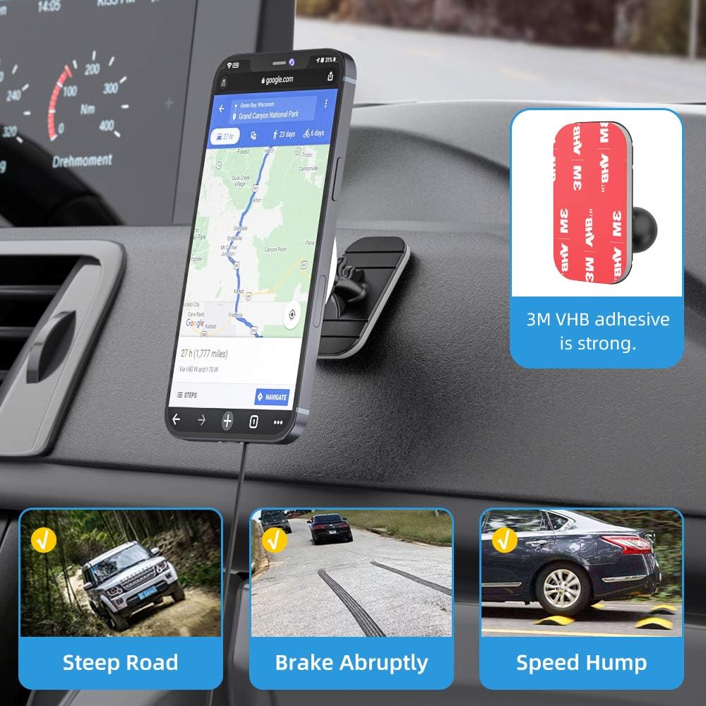 Magnetic Wireless Car Charger Compatible with MagSafe Car Charger Mount, 360° Adjustable Auto Alignment Air Vent Mount for iPhone 13/13 Pro/13 Pro Max/13 Mini/iPhone 12/12 Pro/12 Pro Max,(Silver)