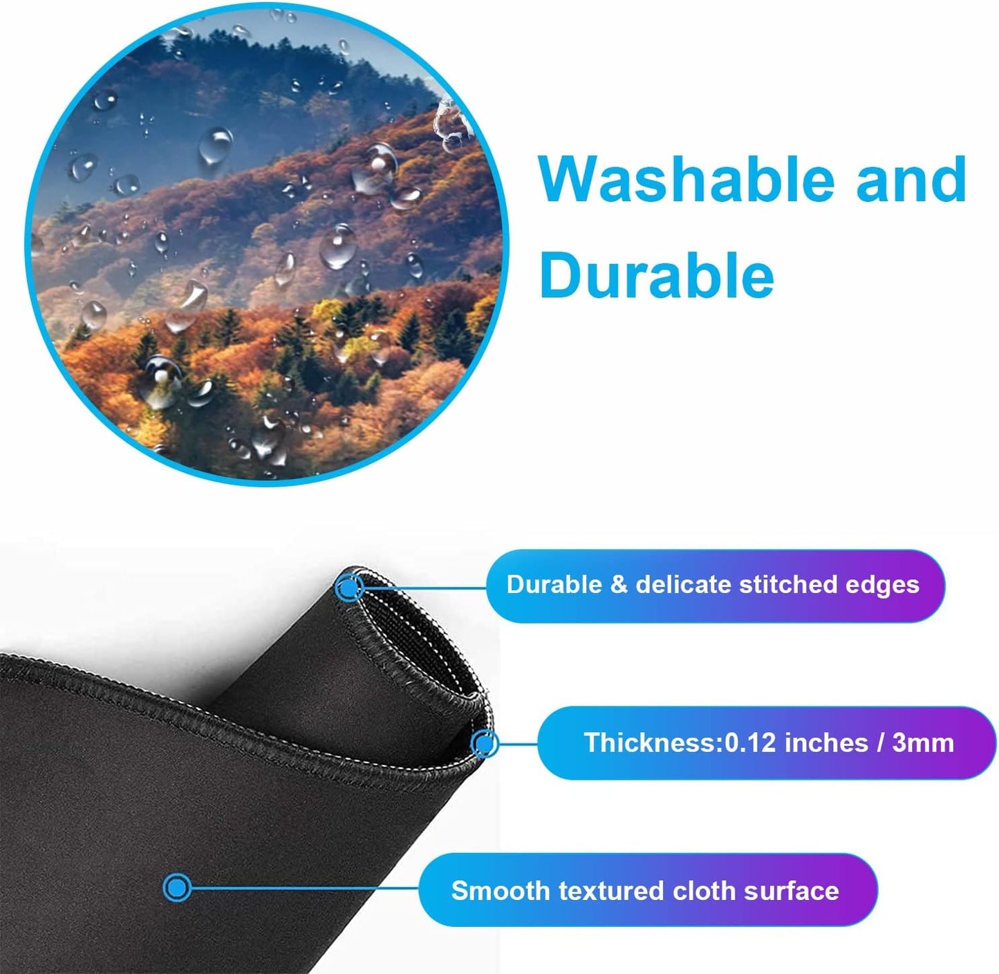 Large Extended Gaming Mouse Pad with Stitched Edges, Non-Slip Waterproof Rubber Base Mouse Pad for Office, Computer, Keyboard, Laptop and Home Desk Pad 35.4 x 15.7 x 0.12 Inch (Mountain Landscape)