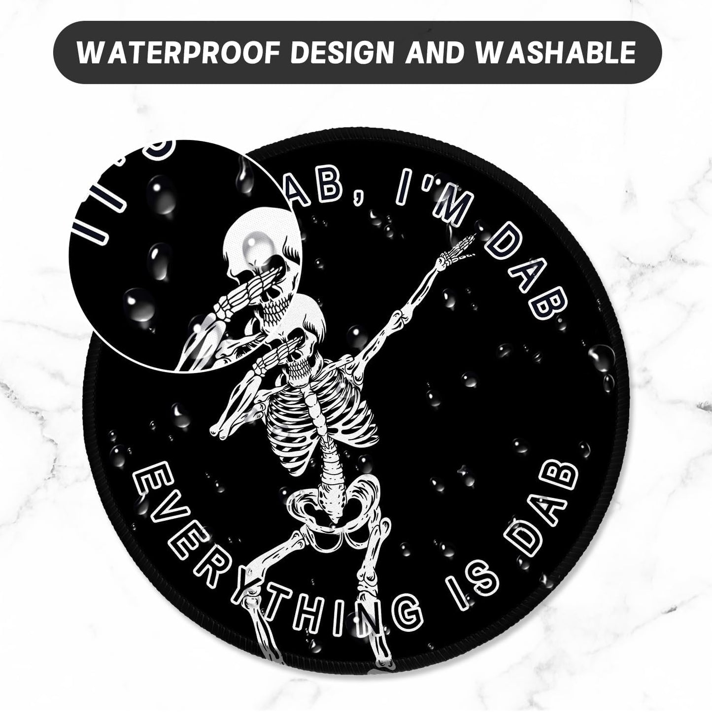 ITNRSIIET Round Mouse Pad with Stitched Edge Premium-Textured Waterproof Non-Slip Rubber Base Desktop Protection Mat Diameter 8.7 inches, Dab