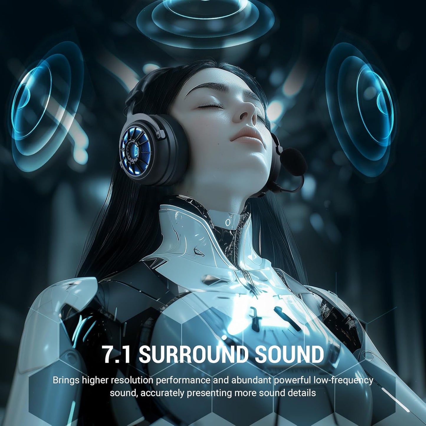 EKSA Wireless Gaming Headset for PS5, PC, PS4, Mac, Switch, Gaming Headphones with 2.4GHz, Bluetooth 5.3, 7.1 Surround Sound, Detachable Noise Canceling Microphone