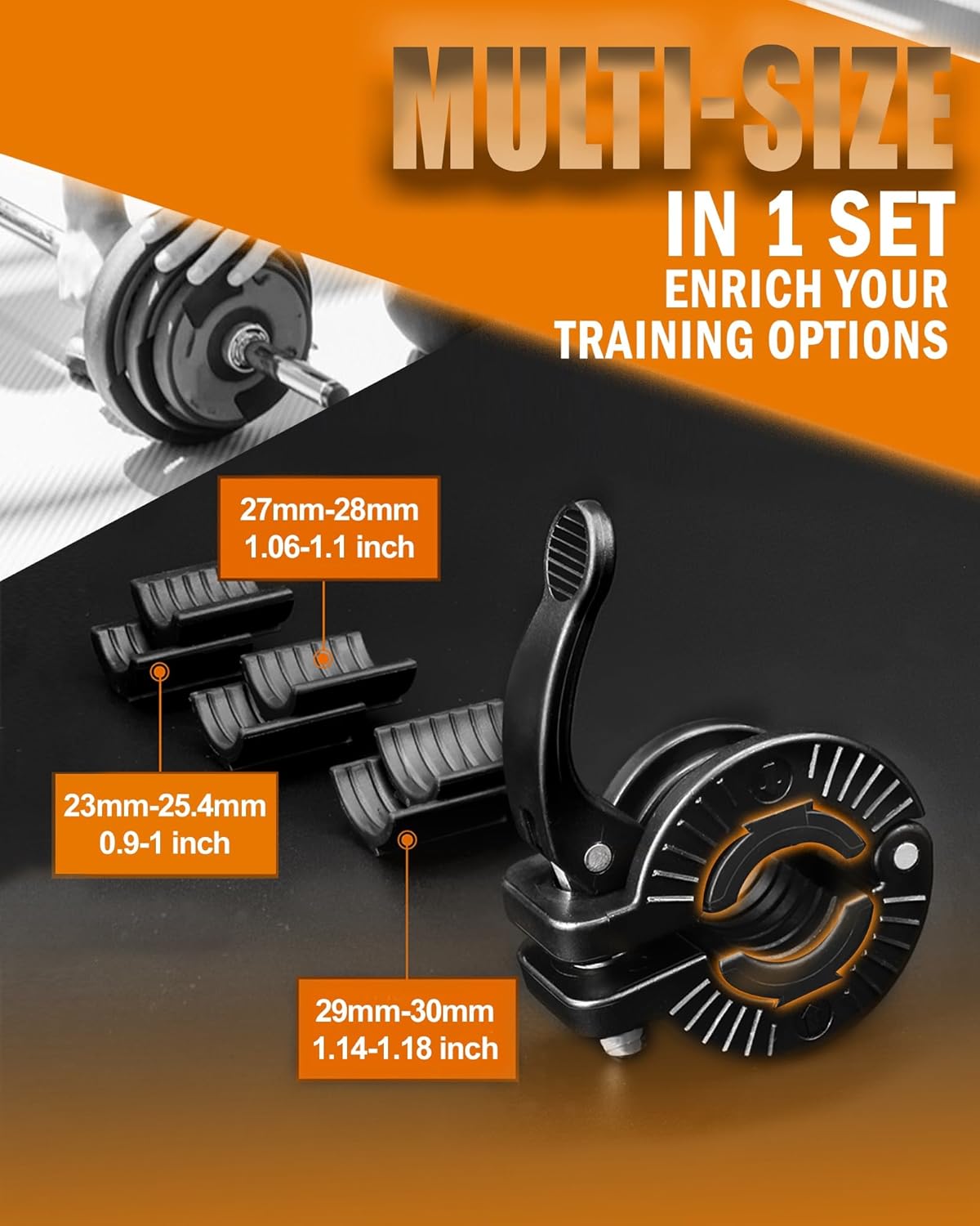 MAXRICH Barbell Clamp 1 inch Multiple Sizes & Adjustable Weight Clips for Quick Release Barbell Collars