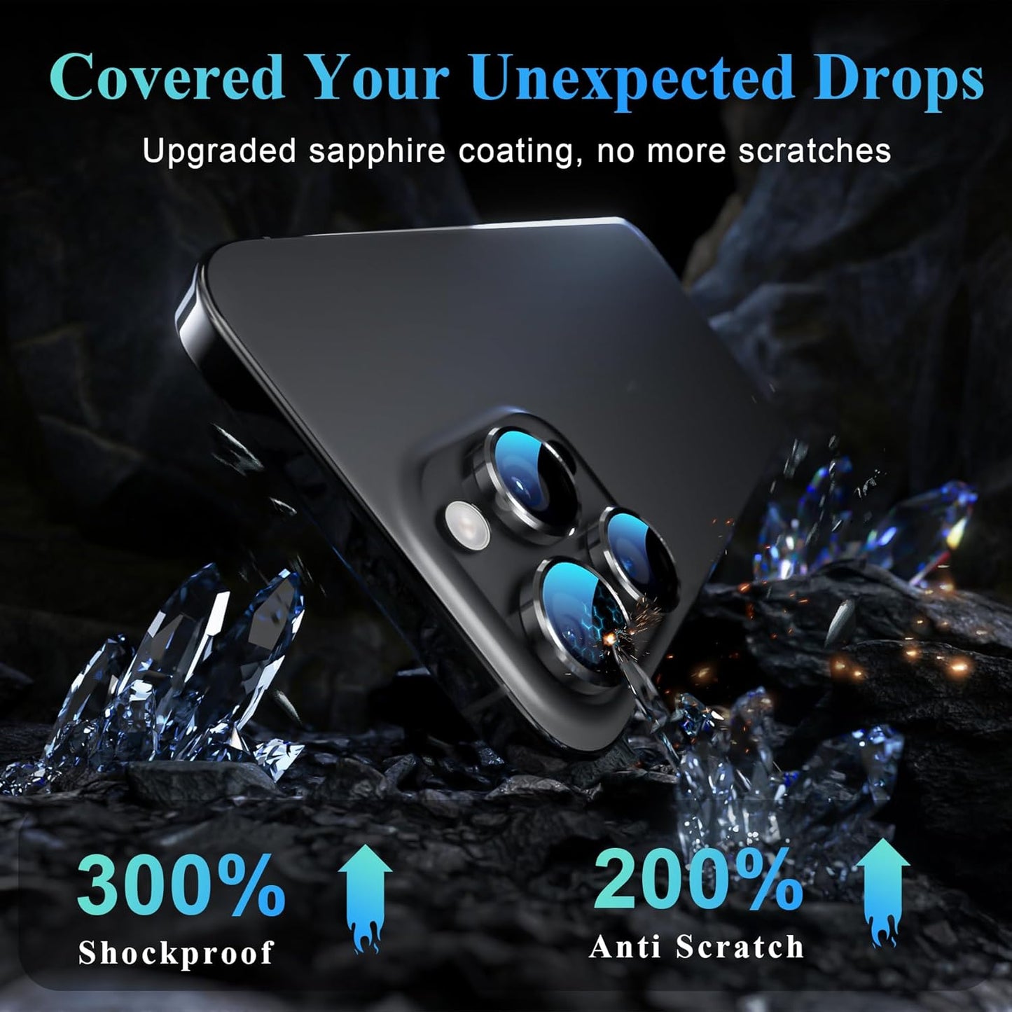 YWXTW Camera Lens Protector for iPhone 16 Pro/iPhone 16 Pro Max, [1 Step Installation Tray] Tempered Glass Screen Protector Metal Individual Camera Cover Accessories Case Friendly (Black Titanium)