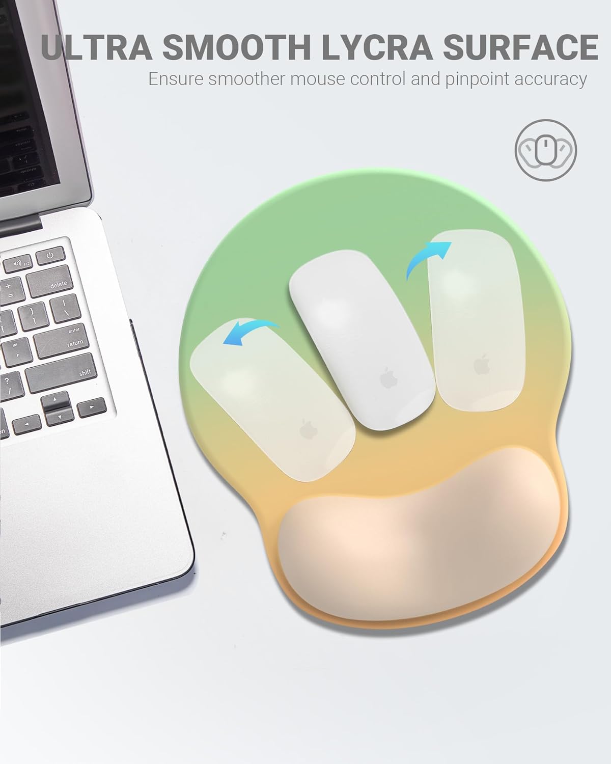 Ergonomic Mouse Pad Wrist Support, Comfortable Mouse Pad Wrist Rest, Relieve Wrist Pain Gel Mouse pad, Non-Slip Rubber Base Mousepad for Laptop, Computer(Gradient Yellow Green)