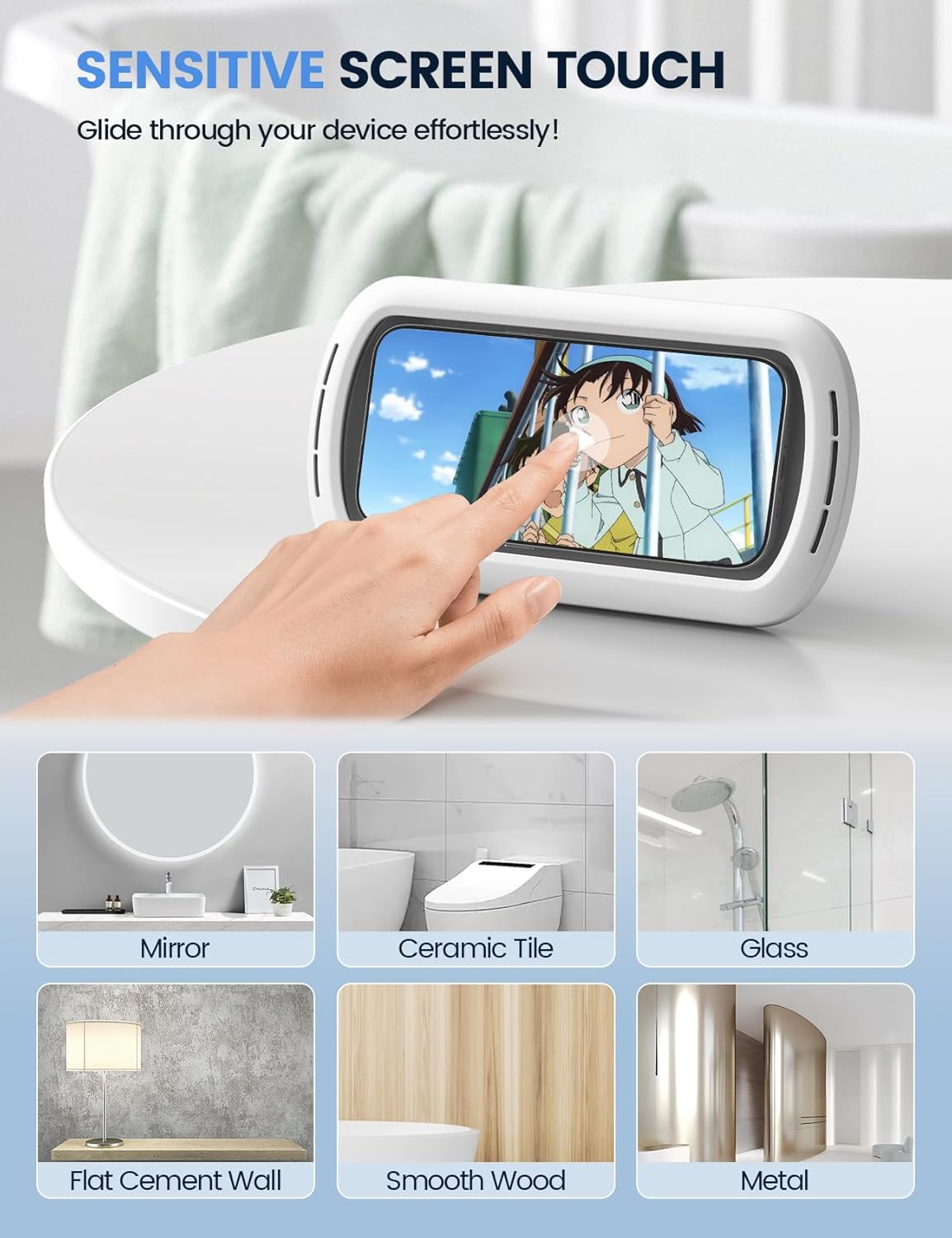 Lamicall [Enhanced Sound Quality Shower Phone Holder Waterproof, Speaker Hole & 480° Rotation Shower Case Accessories, IPX6 Waterproof Wall Mount for iPhone 16 Pro Max, S25 Ultra, 4-7" Big Phones