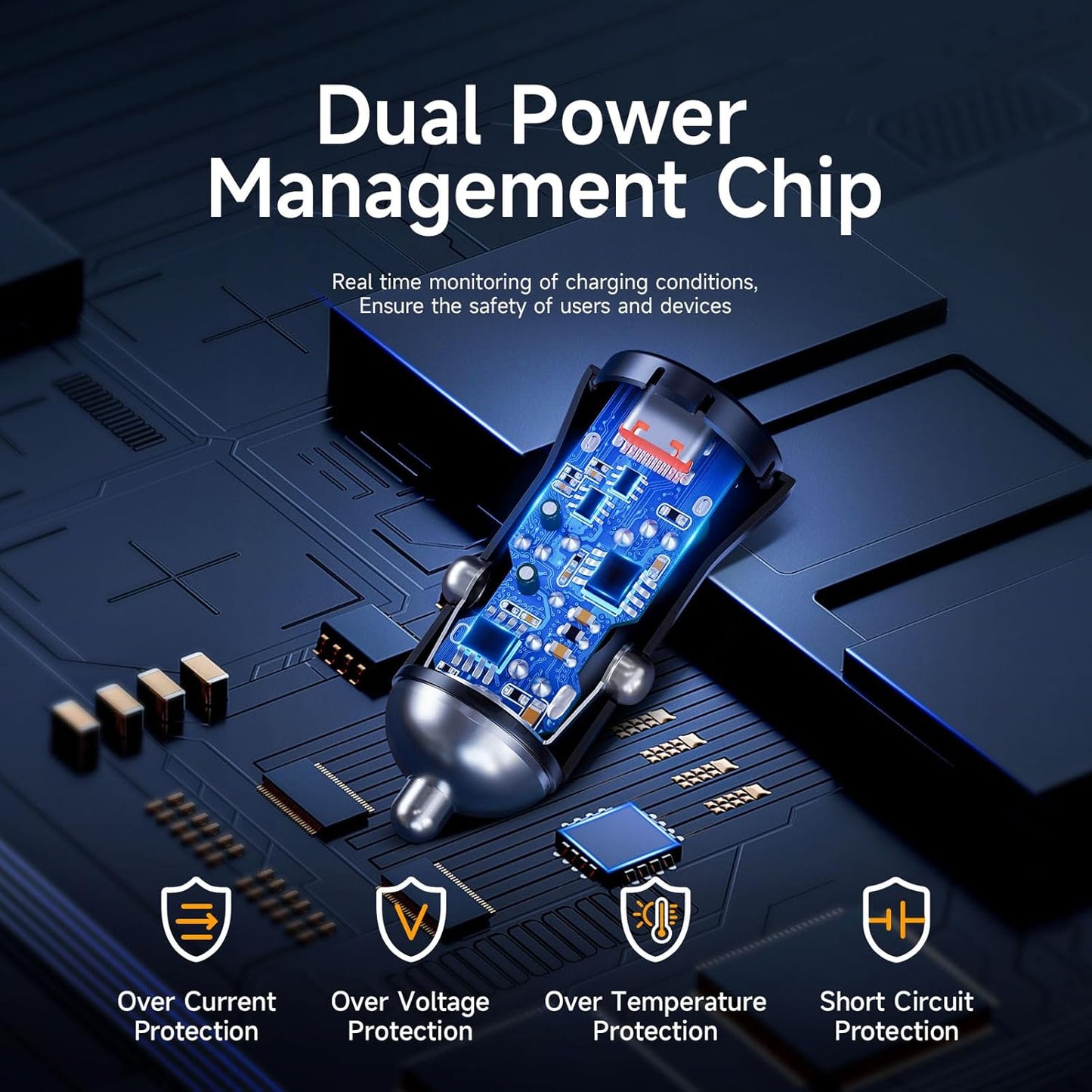 60W Car Charger USB C Fast Charge, Aluminum Dual Port Cigarette Lighter Adapter, Car Phone Charger for iPhone 16/15/14 Pro Max Plus, iPad, Samsung Galaxy S24/S23/S22 & More