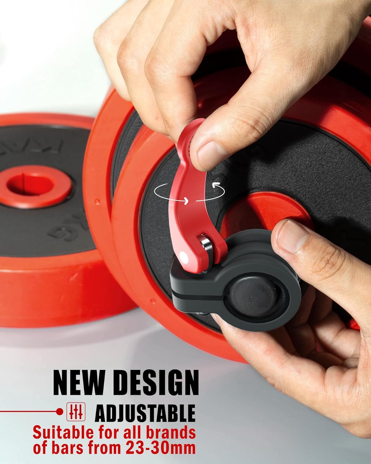 Narrow Barbell Clips 2.5cm Width for Olympic Bars, 0.9-1.18inch Adjustable Weight Clamps, Quick Release Locking Collars for Weightlifting