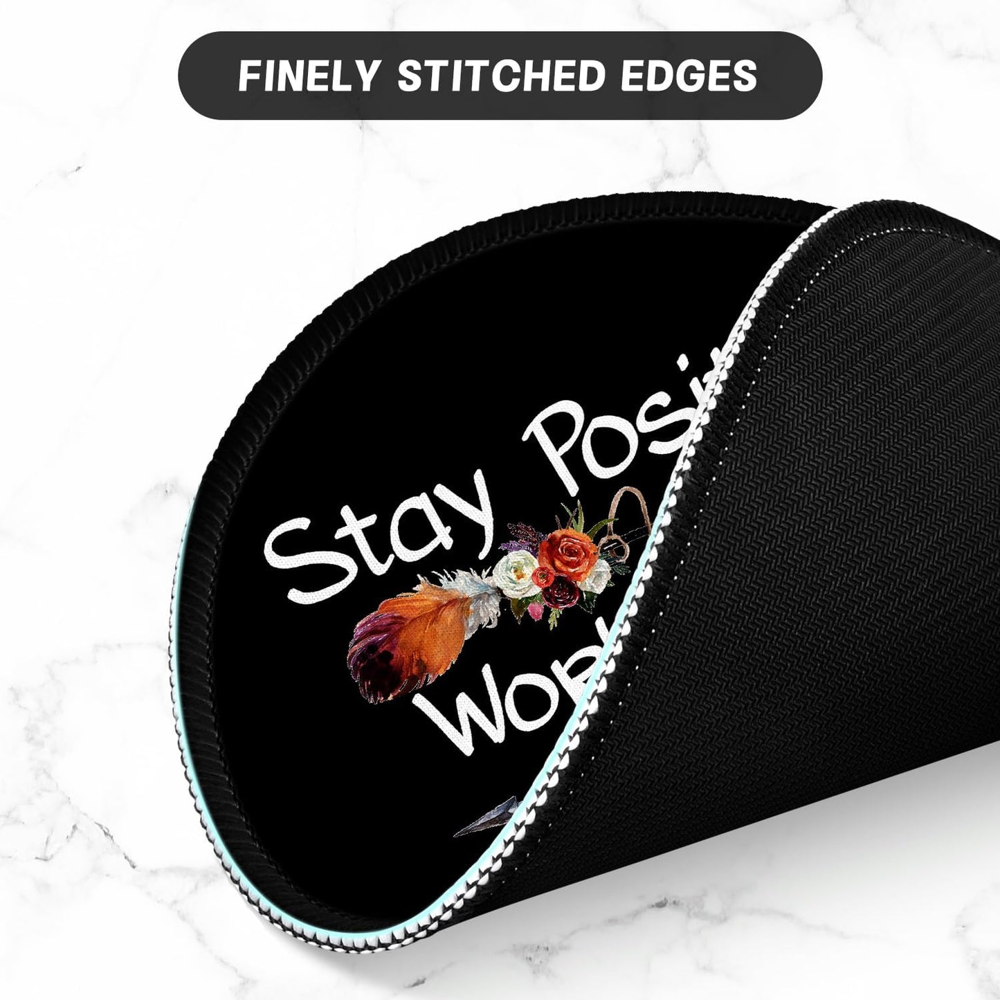 ITNRSIIET Round Mouse Pad with Stitched Edge Premium-Textured Waterproof Non-Slip Rubber Base Desktop Protection Mat Diameter 8.7 inches, Inspirational Quote Black