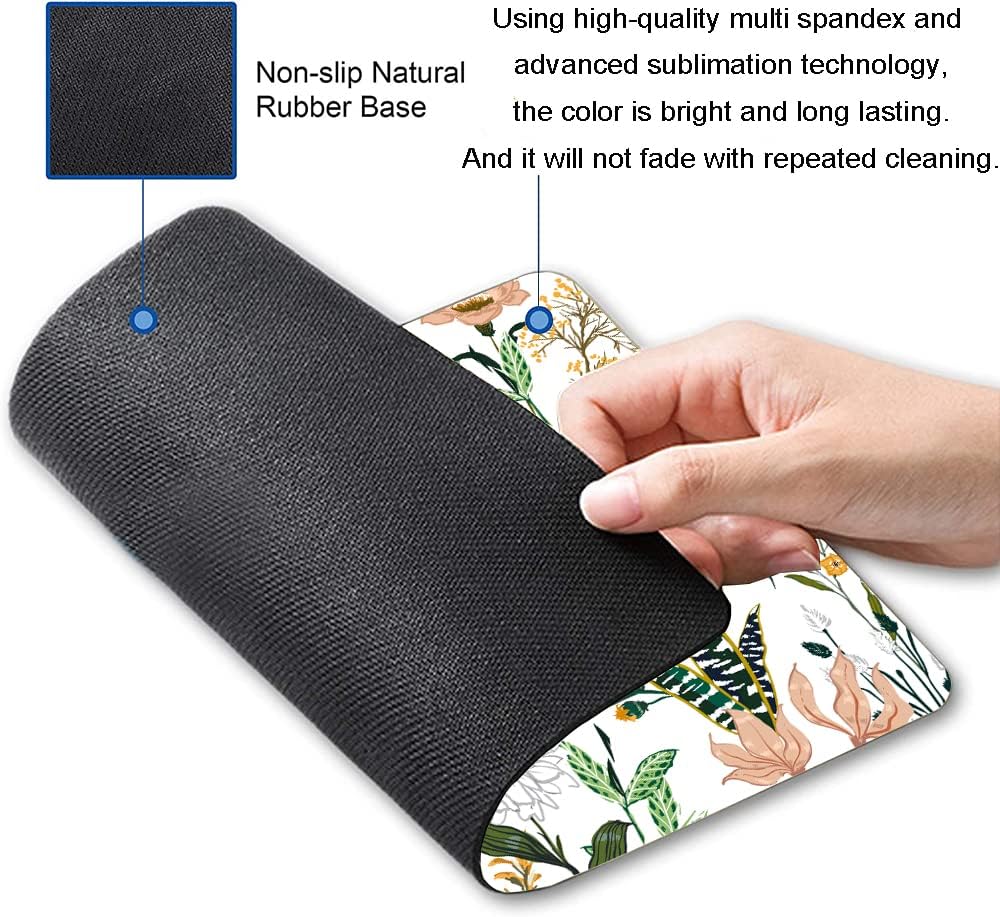 Mouse Pad, Premium-Textured Mouse Mat, Non-Slip Rubber Base Mousepad for Laptop, Computer & PC,9.5×7.9 in, Creamy White Floral