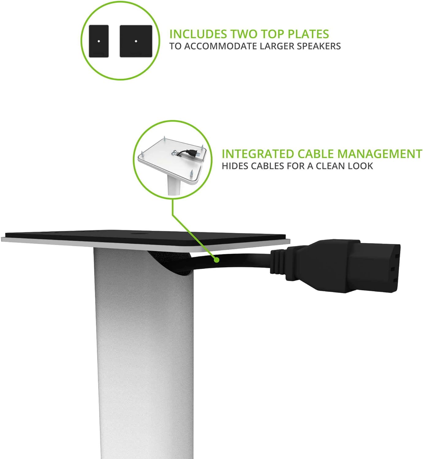 Kanto SP26PLW 26 Inch Bookshelf Speaker Stand - Low Profile - 2 Pack (White)