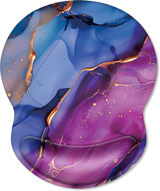 ITNRSIIET Ergonomic Mouse Pad with Comfort Gel Wrist Rest, Non-Slip PU Base, Smooth Textured Surface, Reduces Hand Fatigue & Wrist Pain, 8.7 x 7.2 Inch for Office Gaming Home, LiquidGold