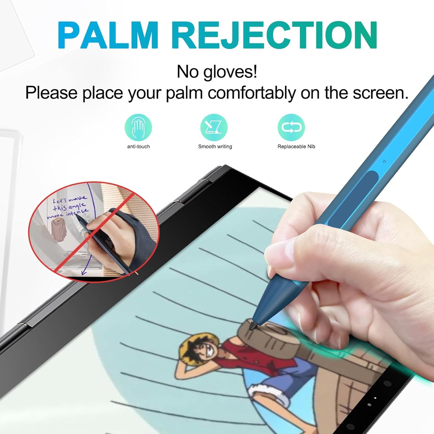 Stylus for HP Envy X360 Pavilion x360 Specter X360 Spectre x2 Envy x2 Touchscreen Laptop Rechargeable MPP 2.0 Tilt Pencil 4096 Pressure Sensitivity Using The Microsoft MPP Protocol,Blue