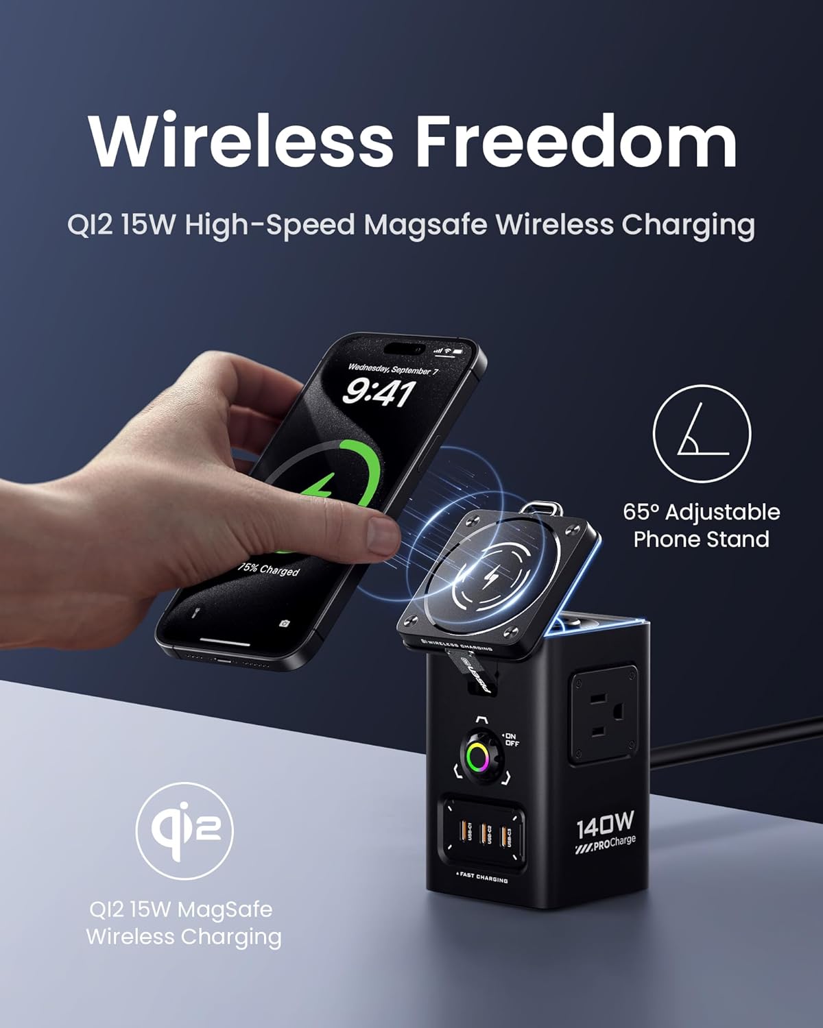 PISEN 8-in-1 Mag-Safe Charger Stand - 140W Charging Station for Multiple Devices Mag-Safe Stand Magnetic Qi2 Wireless Charger for iPhone 16/15/14/13/12 Series, Magnetic Charger for Apple Watch