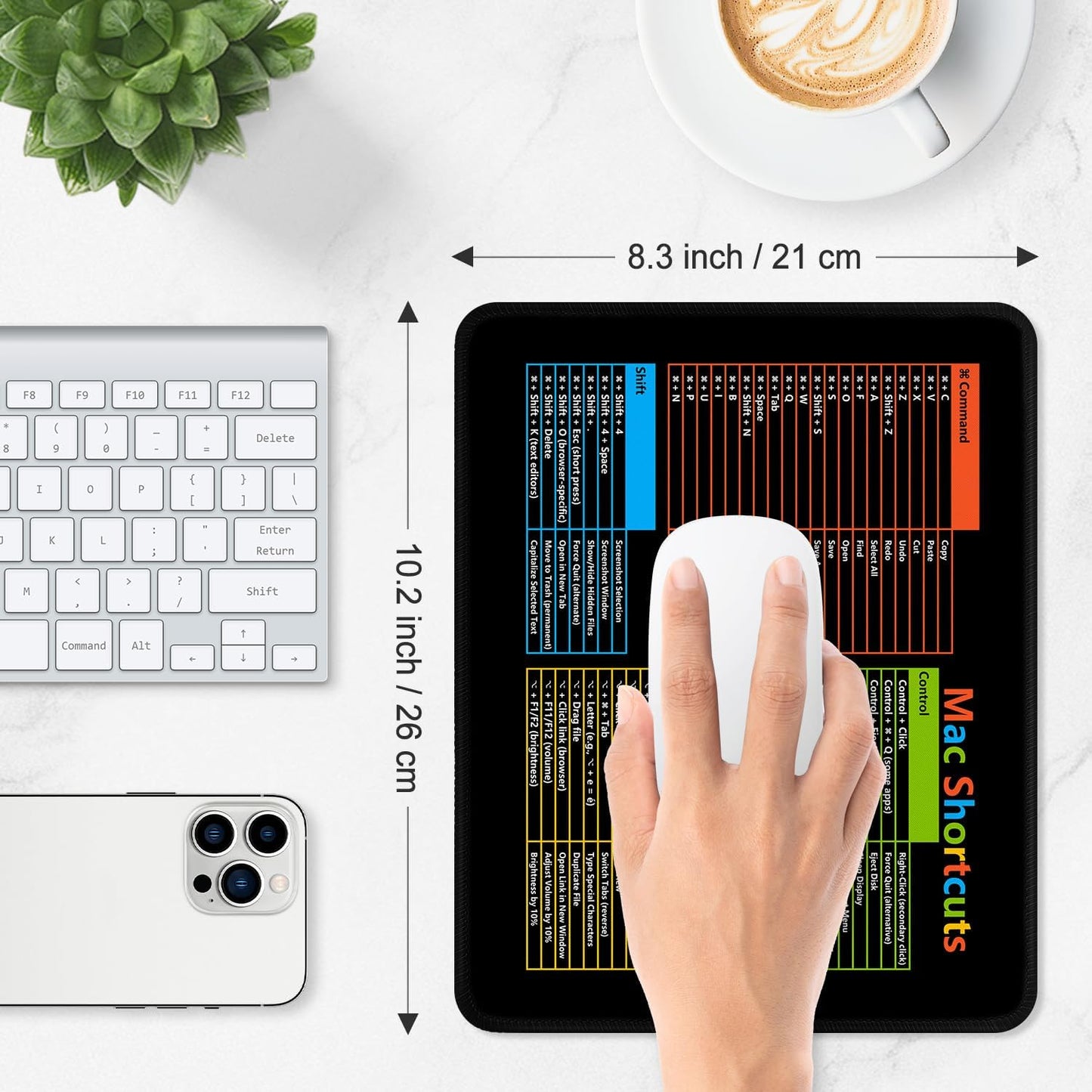 ITNRSIIET Mouse Pad Non-Slip Rubber Base Smooth Surface Stitched Edges Waterproof Durable Compatible with All Mice for Office & Gaming, Desk Accessory, 10.2x8.3x0.12 inch, MacShortcuts