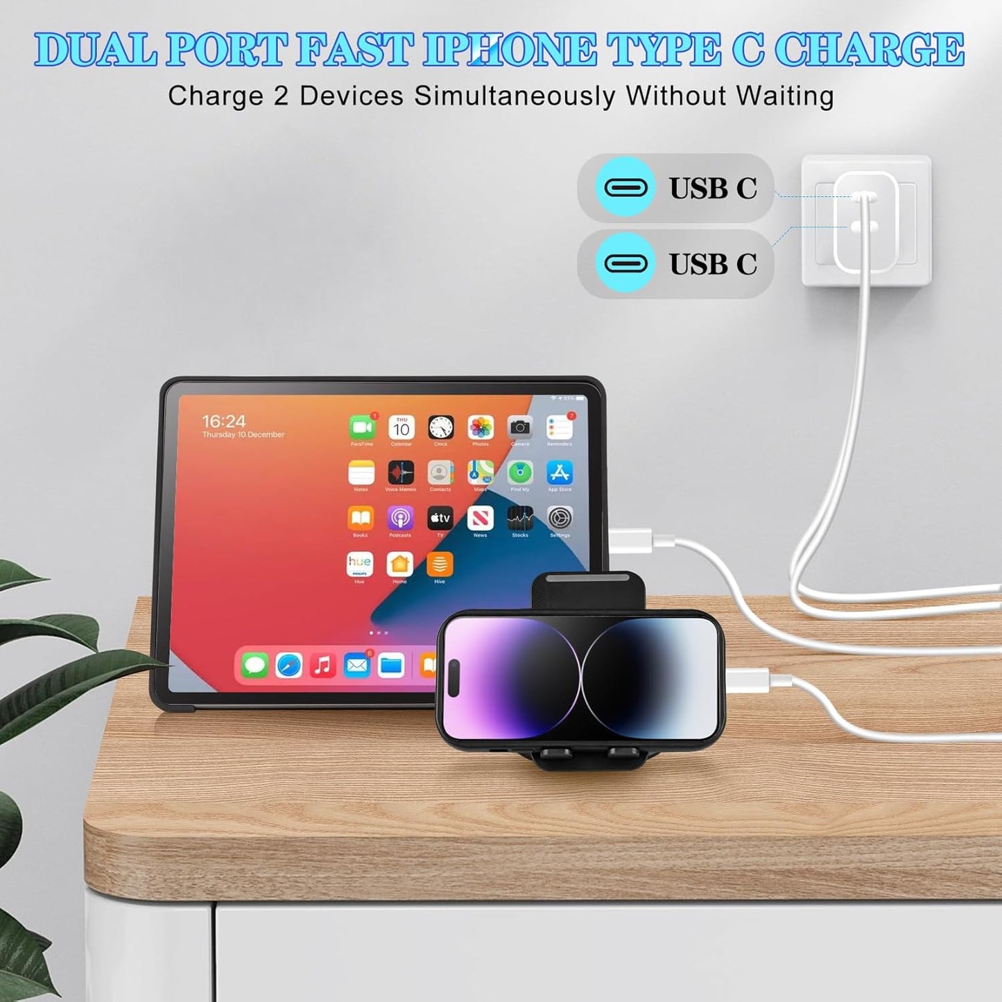 iPhone Charger,Dual Port USB C iPhone Charger Fast Charging Block,Super Fast Apple Double Type C Wall Chargers,2Pack 10FT Quick USB C Lightning Cable for iPhone 14 Pro Max/13 Pro/12/11/MiNi/XS/XR/8/SE