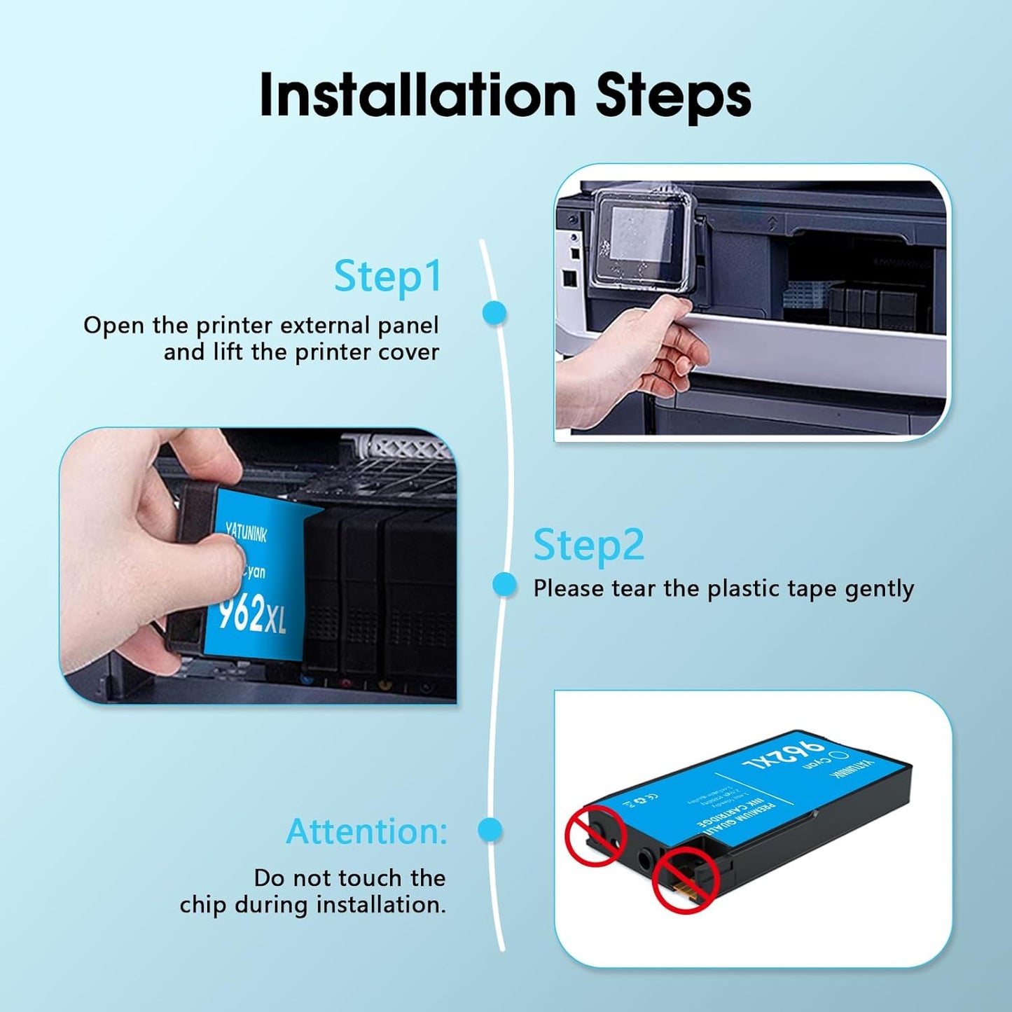 962XL Ink Cartridges Combo Pack Compatible for HP 962 Ink Cartridges Works with HP Officejet Pro 9015/9015e 9025/9025e 9020/9020e 9018/9018e 9010/9010e OfficeJet 9012/9012e (BK C M Y)