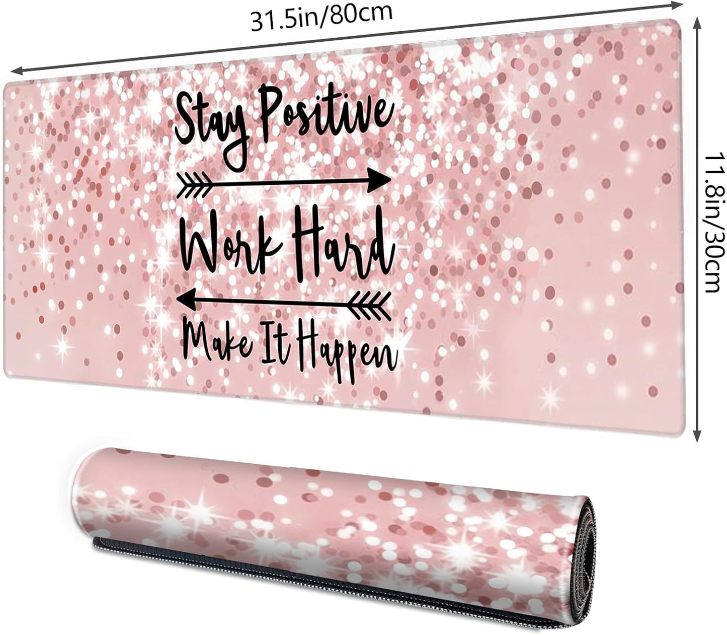 Galdas Gaming Mouse Pad XXL XL Large Long Extended Big Mousepad Non-Slip Rubber Keyboard Mouse Pad with Stitched Edges for Laptop Home Office (31.5x11.8x0.08 Inch) … (Bling Words)