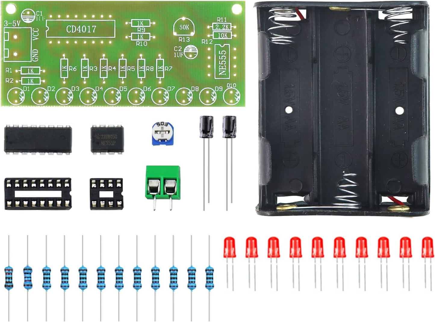 Soldering Practice Kit DIY Plug - in Flowing Water Light Soldering Kit - with CD4017 and NJ5655 - Ideal for Beginners & STEM Education