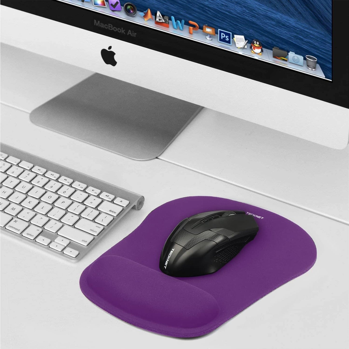 TECKNET 2 Pack Mouse Pad with Wrist Support, Ergonomic Gaming Mouse Pad Pain Relief, Portable Comfortable Mousepad for Computer, Laptop, Office, Home Non-Slip Base, Waterproof Surface - Purple