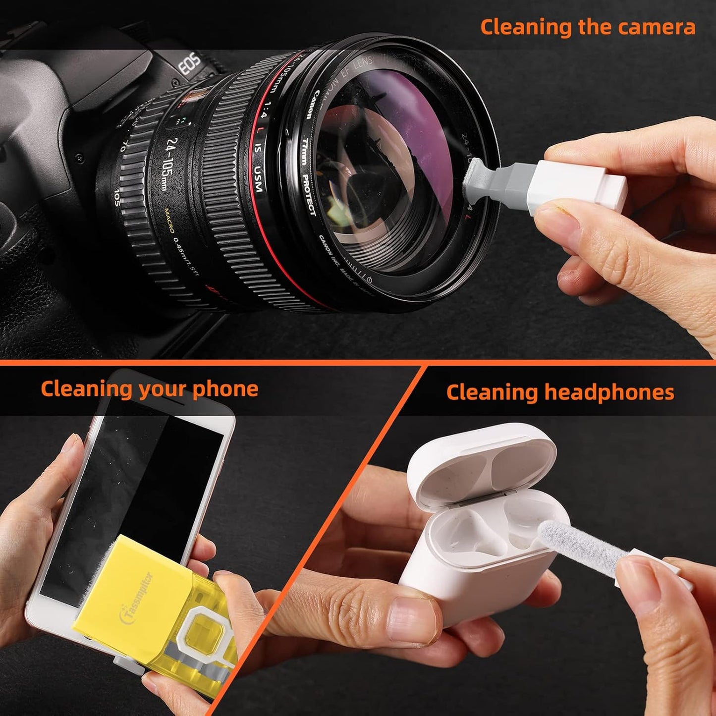 Laptop Screen Keyboard Cleaner Kit, All in 1 Electronics Cleaning Tool for MacBook iPad iPhone Pro Cell Phone, Brush Tool for Tablet, Computer, PC Monitor,TV Camera Lens with Patent, Yellow