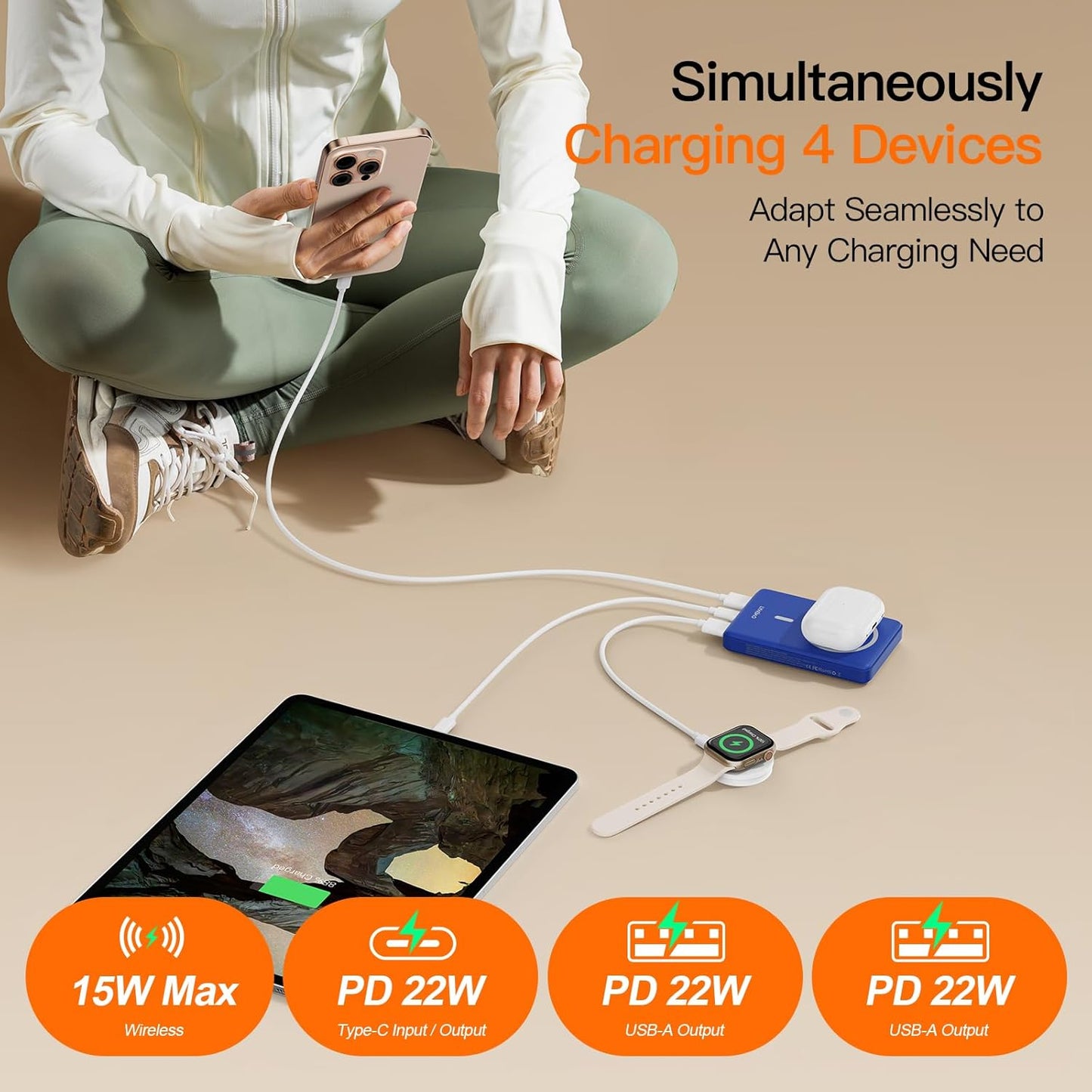 Magnetic Portable Charger, 16800mAh Wireless Power Bank, with 20W USB-C Fast Charging and LED Digital Display Magnetic Battery Pack, Compatible with iPhone 16/15/14/13/12 Full Series (2025)