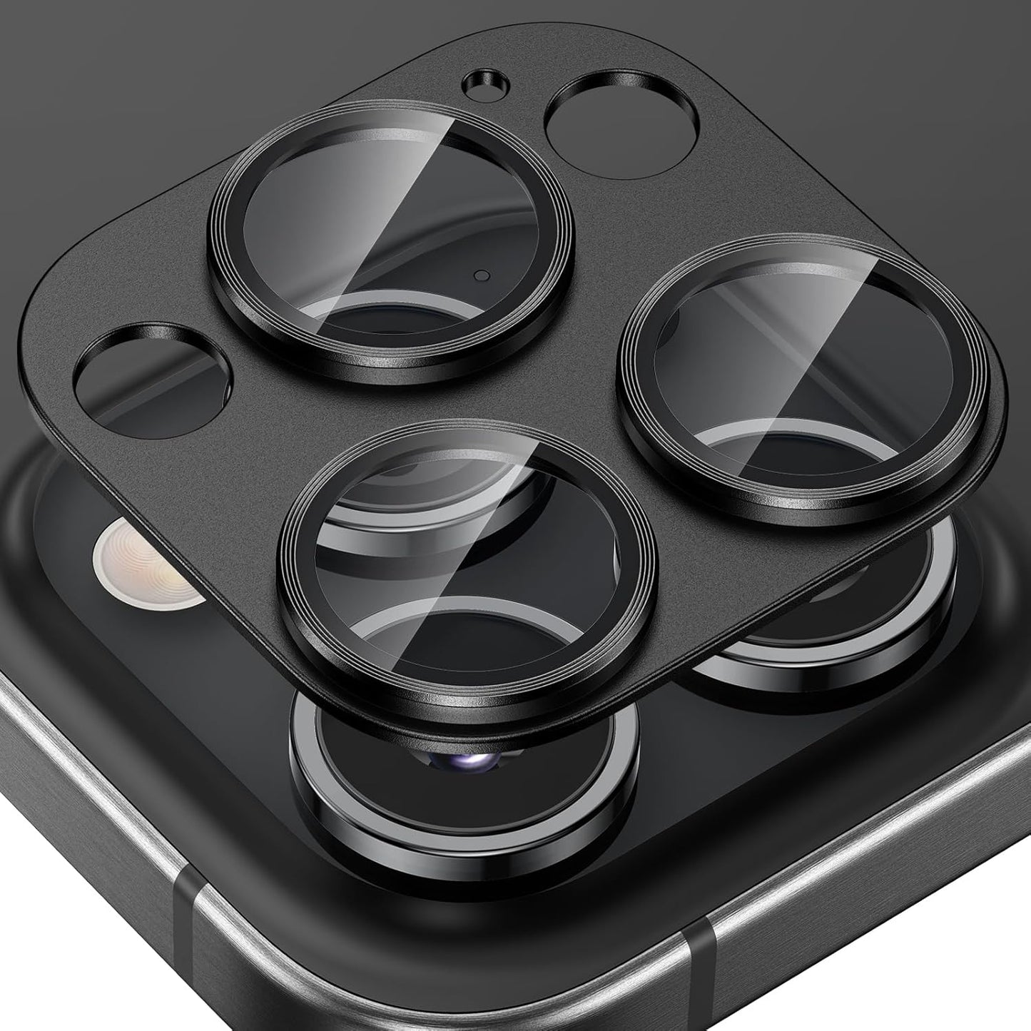 Tensea for iPhone 16 Pro/iPhone 16 Pro Max/iPhone 15 Pro/iPhone 15 Pro Max Camera Lens Protector, Metal Aluminum Alloy Tempered Glass Cover Camera Screen Protector Accessories, Case Friendly