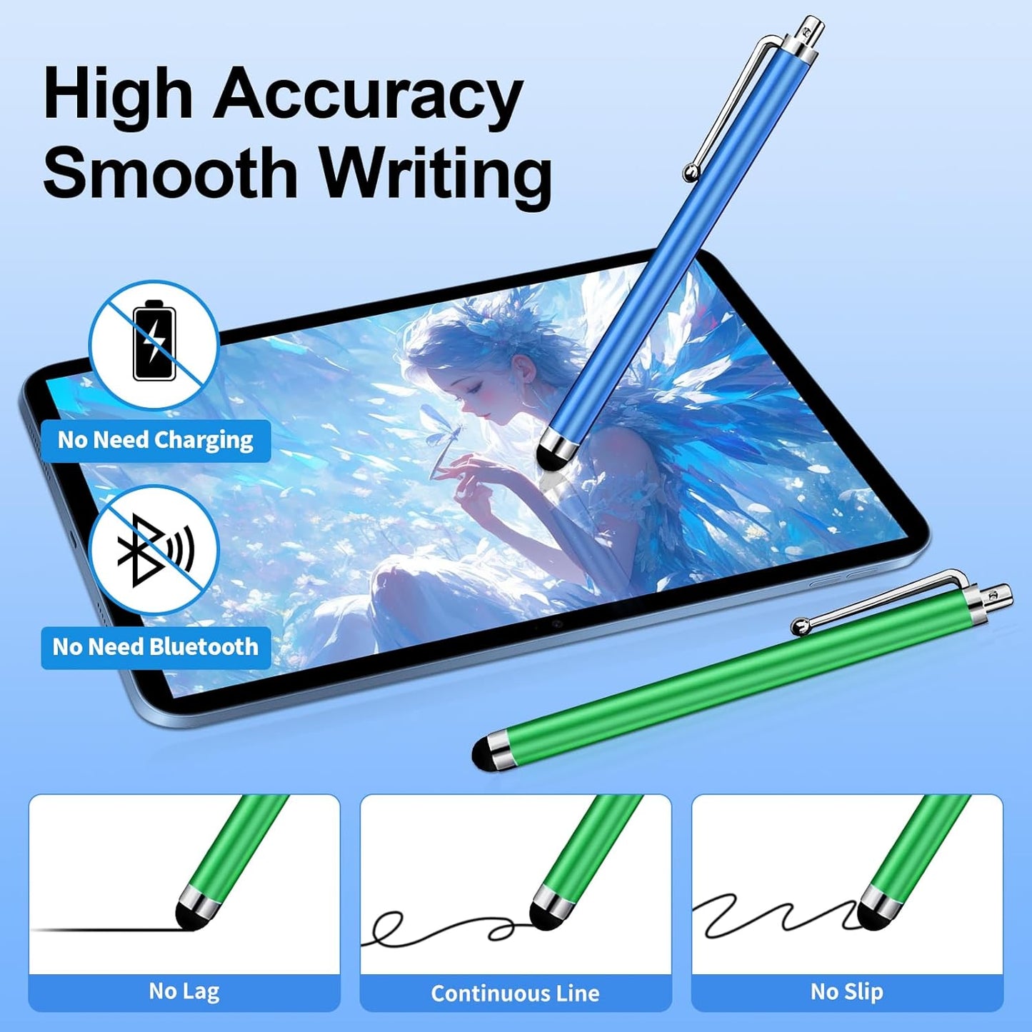 10 Pack Stylus Pen,High Precision and Sensitivity Stylus for Everyday Writing,Stylus Pen for Touchscreen Drawing,Universal Stylus Compatible with All Touch Screens,10 Colors