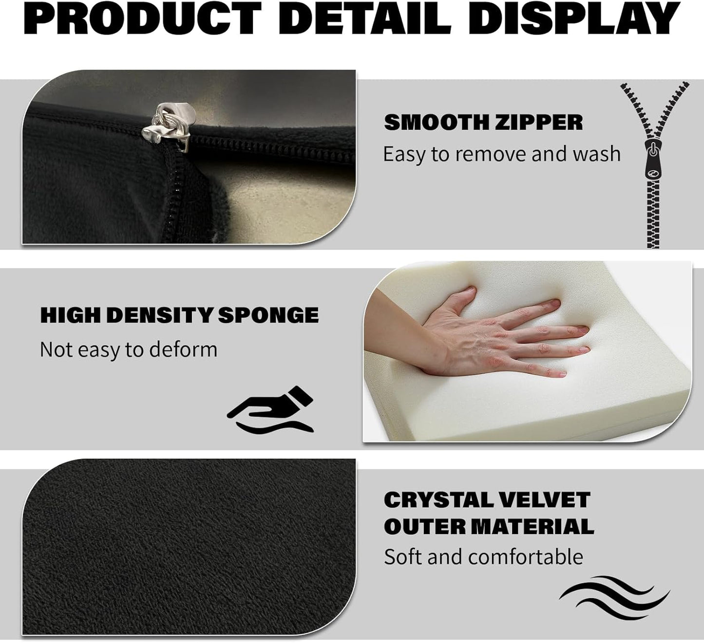 Adjustable Foot Rest Under Desk with 3 Adjustable Heights High-Density Foam Ergonomic Footrest for Office, Home, Travel Airplane, Removable Washable Cover for Back Pain Relief Posture Support (Black)