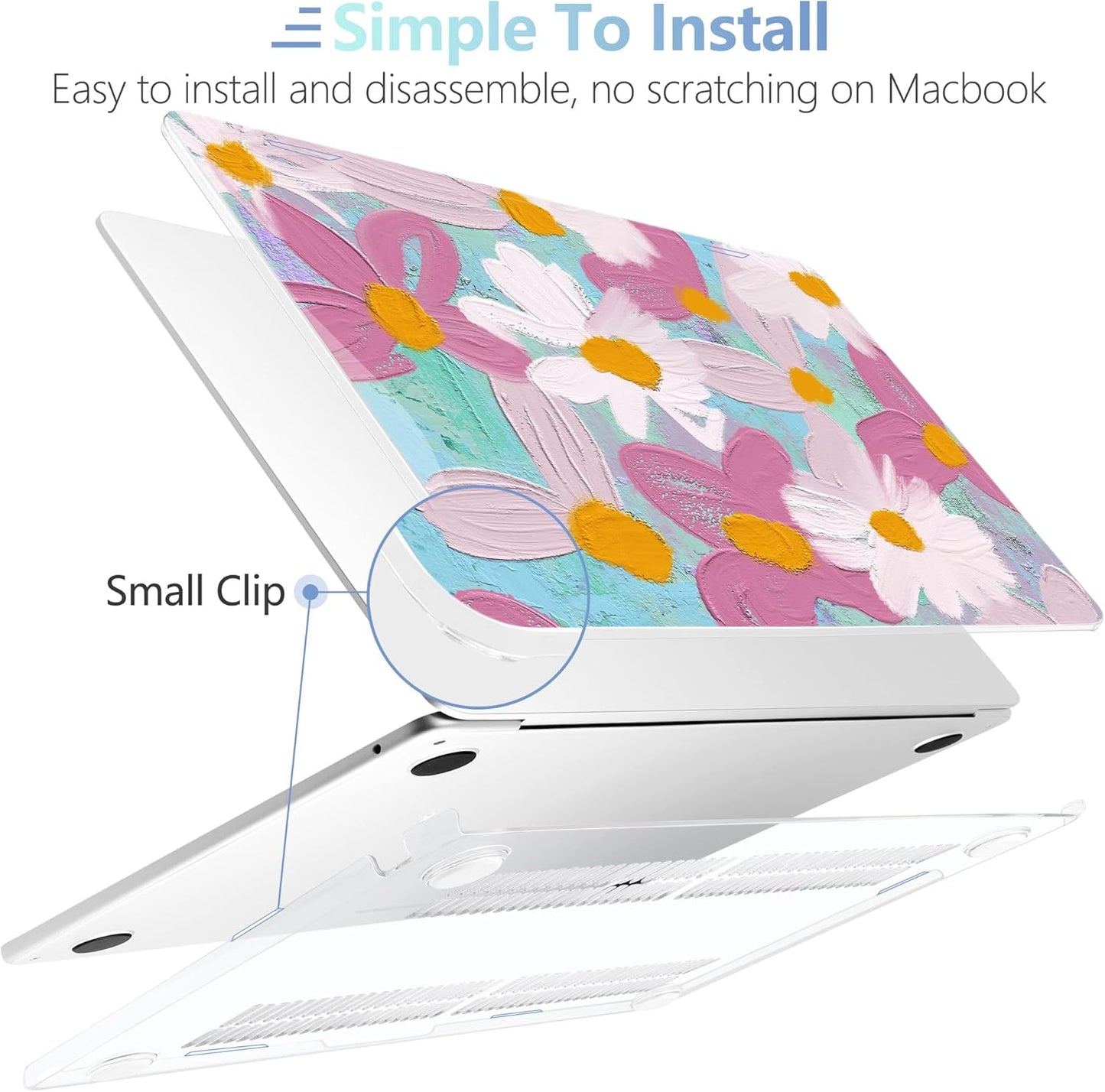 MEEgoodo Case for MacBook Air M4/M3/M2 13.6 inch 2025 2024 2022, Fit Model A3240 A3113 A2681, Compatible with MacBook Air 13 inch, Laptop Hard Shell Case with Keyboard Cover, Art Plants Floral