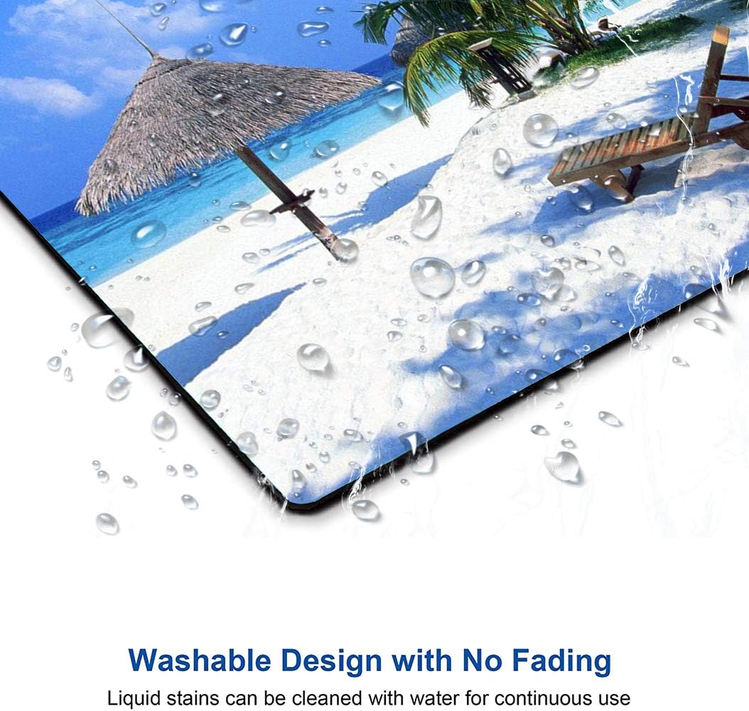 Tropical Beach Mouse Pad, Coconut Palm Trees Shadows on Hawaii Shore Summer Plants Idyllic, Customized Rectangle Non-Slip Rubber Mousepad Nature Gaming Mouse Pad, 9.5 X 7.9 Inches