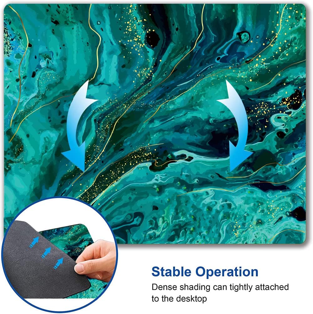 Hokafenle Mouse Pad, Green Marble Mouse Pad Non-Slip Rubber Base Gaming MousePads for Computers Laptop Office, Cute Mouse Pads with Designs for Women, 9.5"x7.9"x0.12" Inch