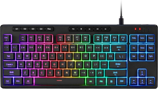 Redragon K516 Shiva TKL Wired RGB Membrane Gaming Keyboard, 87 Keys Mechanical-Feel Keyboard w/Smooth Linear Switch, On-Board Macro & Dedicated Multimedia Keys, 16.8M RGB Backlit, Software Supported