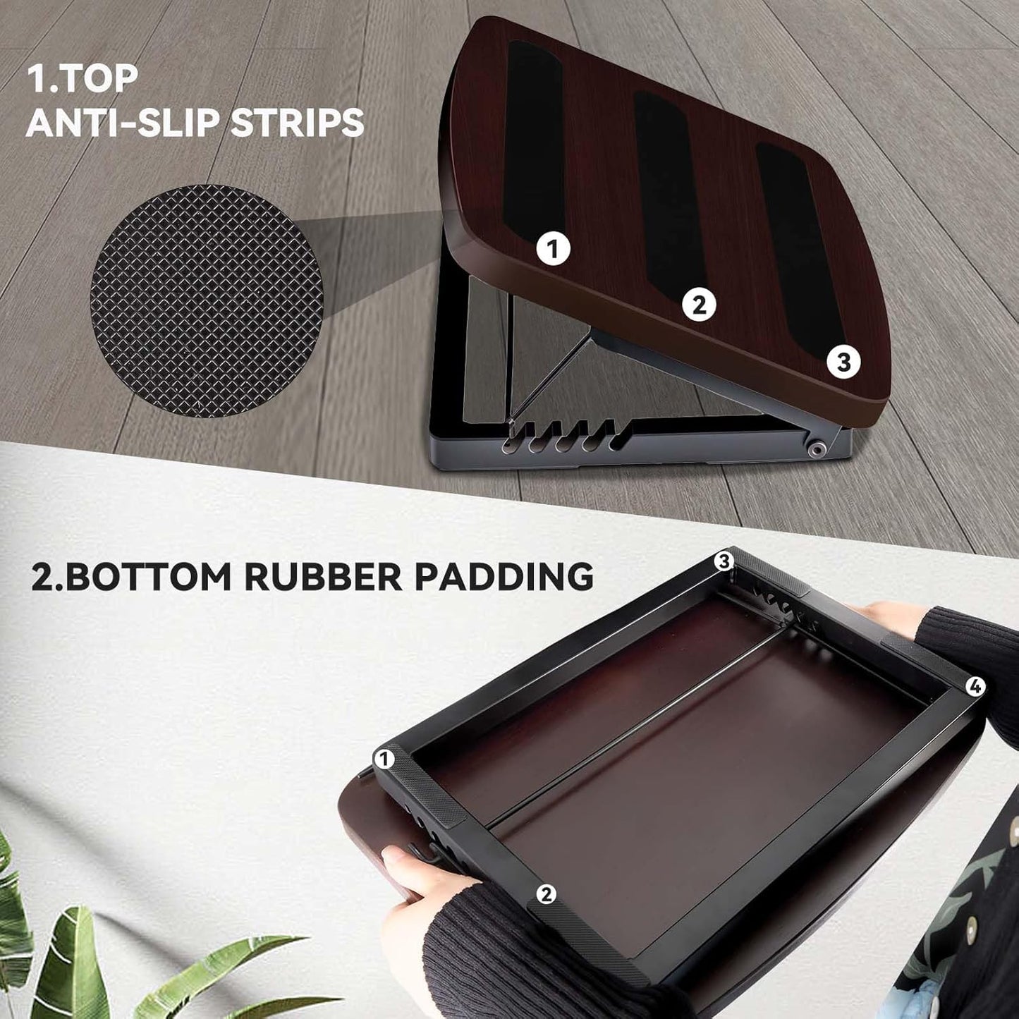 Adjustable Foot Rest for Under Desk at Work,Ergonomic Foot Stool Under Desk for Office with 6 Angles,Wooden Footrest Suitable for Home,Office