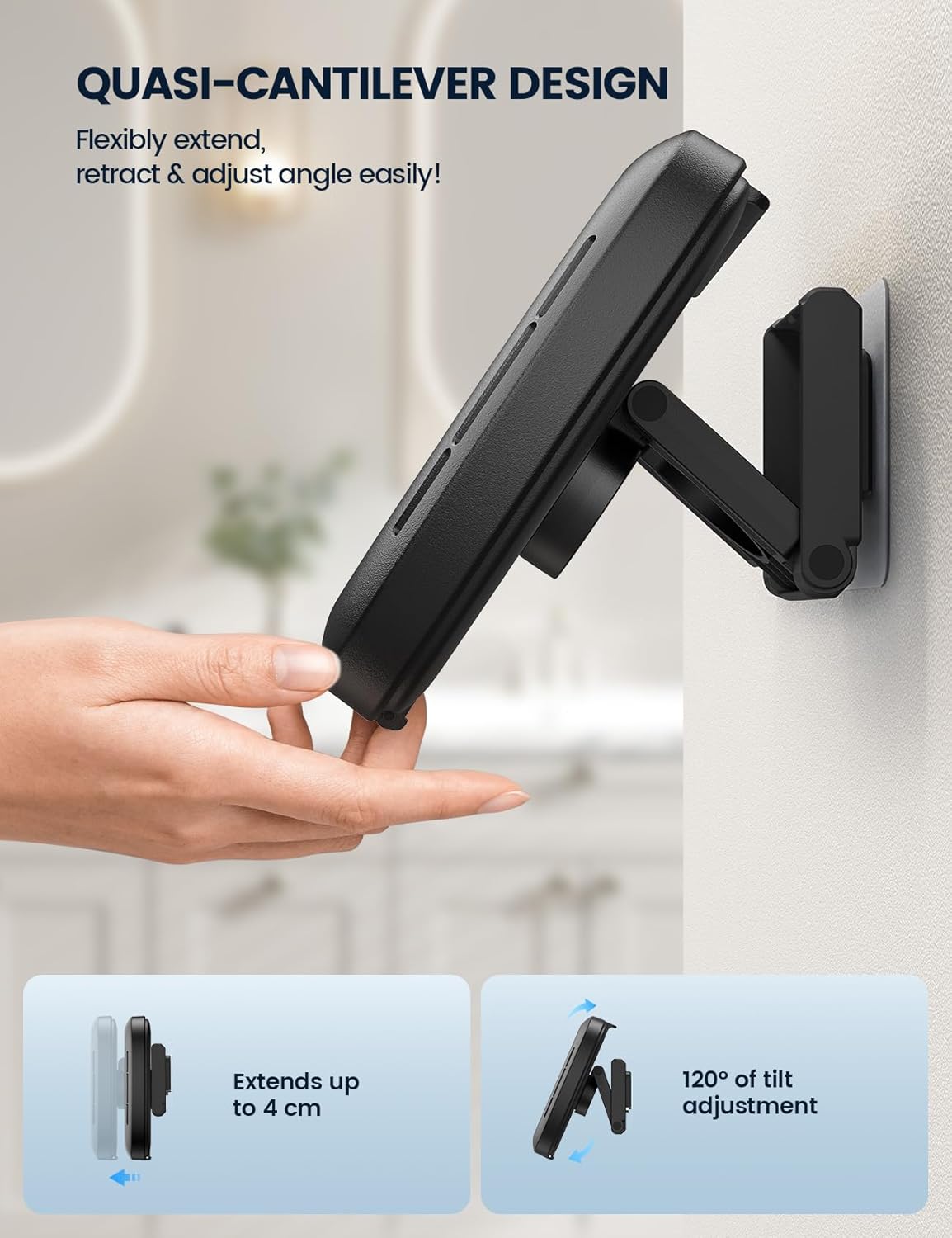 Lamicall Shower Phone Case Holder Waterproof - Clear Sound with Speaker Hole, Shower Bathroom Bathtub Accessories, IPX6 Waterproof Wall Mount for iPhone 16 Pro Max, S25 Ultra, 4-7" Big Phones