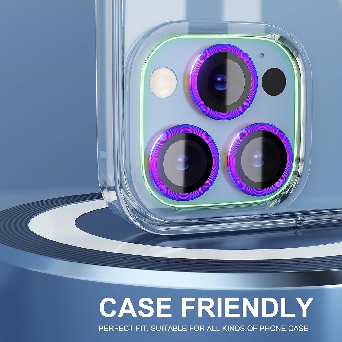 Choiche [3+1 for iPhone 13 Pro/iPhone 13 Pro Max Camera Lens Protector, 9H Tempered Glass Camera Cover Screen Protector Metal Ring Decoration Accessories (Colorful)